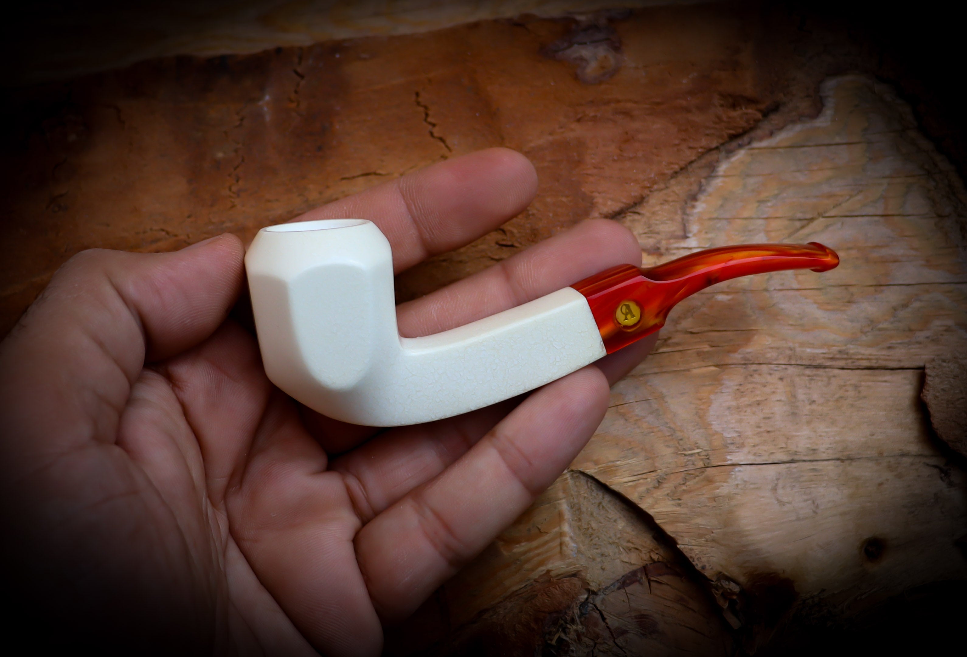 Translucent A+++, Smooth Panel Handmade Block Meerschaum Pipe With Leather Case- Astaş Meerschaum