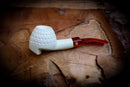 Embriodered Special Handmade Freehand Block Meerschaum Pipe With Leather Box- Astaş Meerschaum