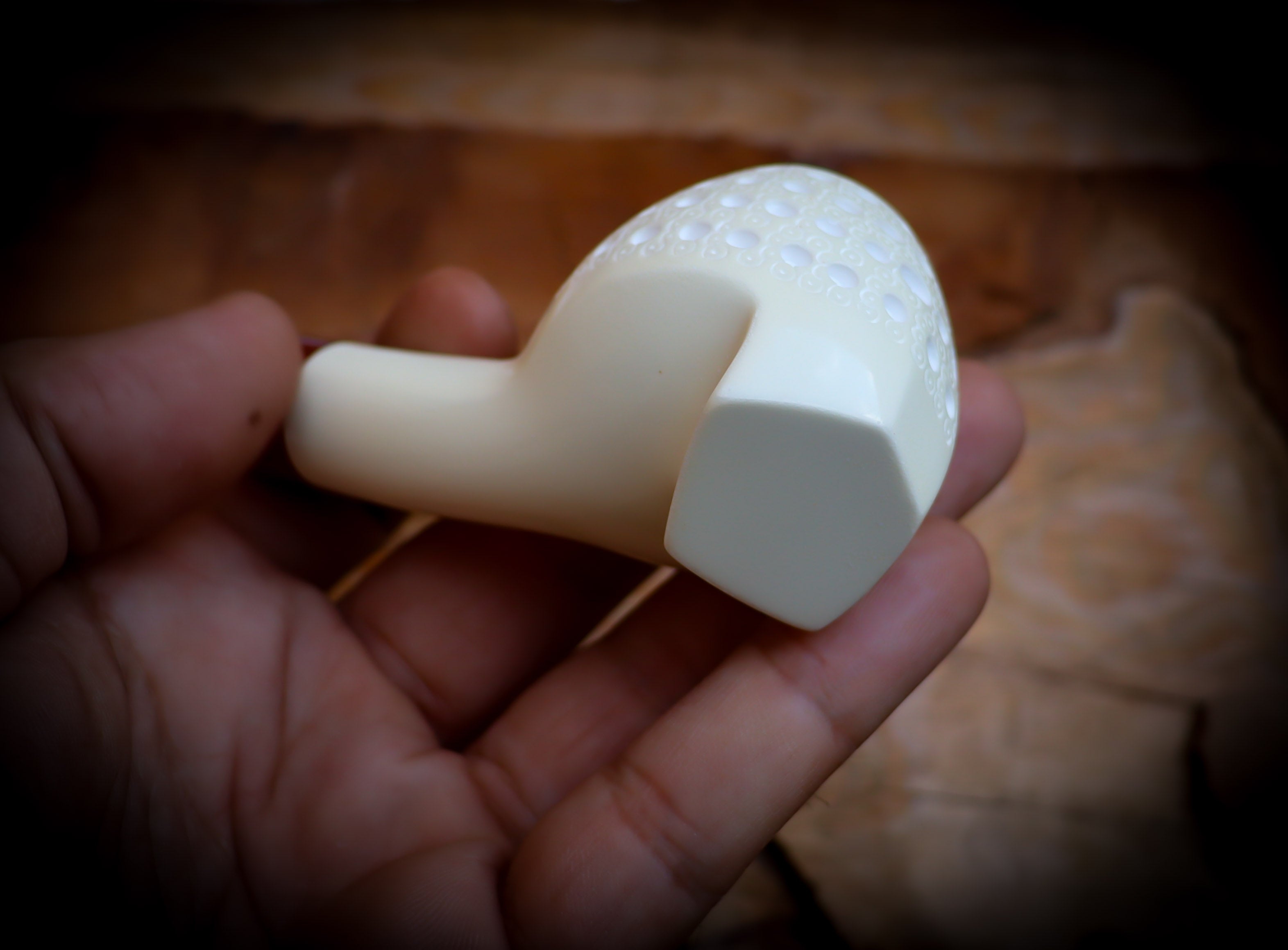 Embriodered Special Handmade Freehand Block Meerschaum Pipe With Leather Box- Astaş Meerschaum