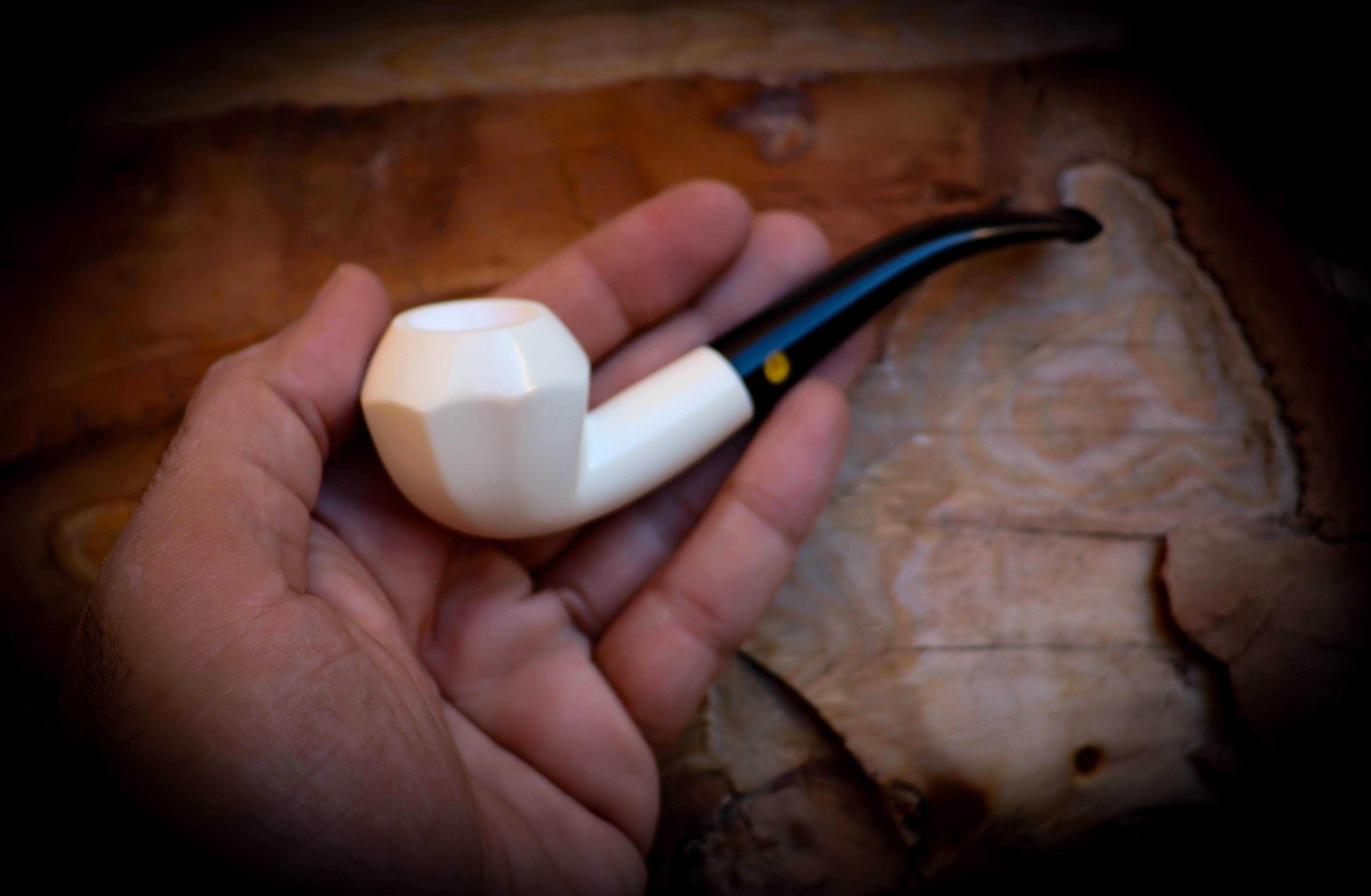 Smooth Handmade Panel Block Meerschaum Pipe With Leather Box- Astaş Meerschaum