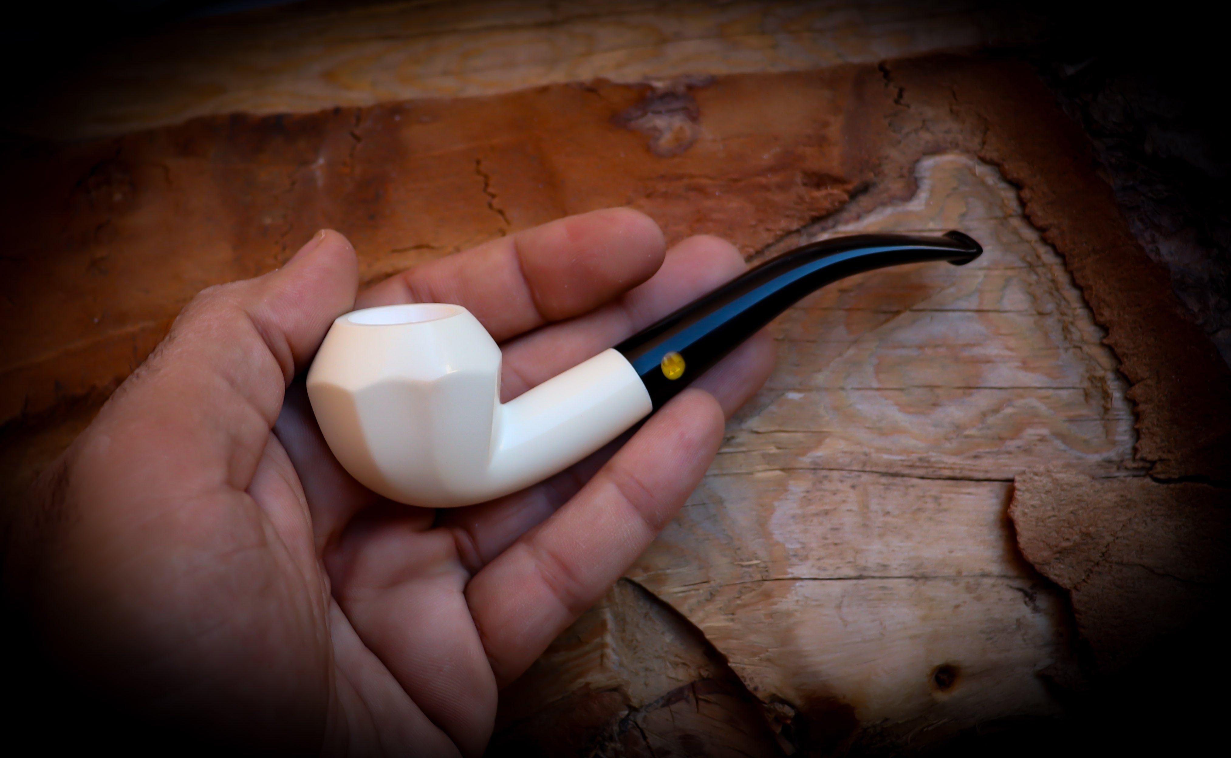 Smooth Handmade Panel Block Meerschaum Pipe With Leather Box- Astaş Meerschaum