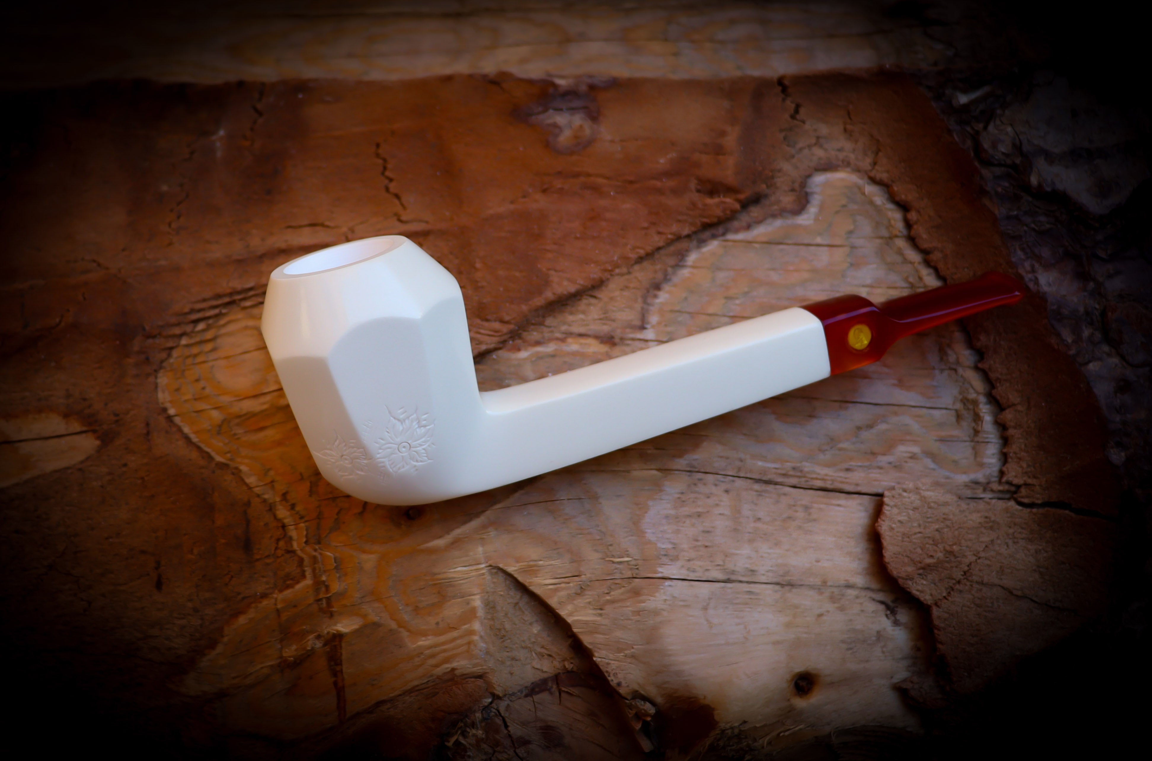 Canadian Panel Handmade Block Meerschaum Pipe With Leather Case