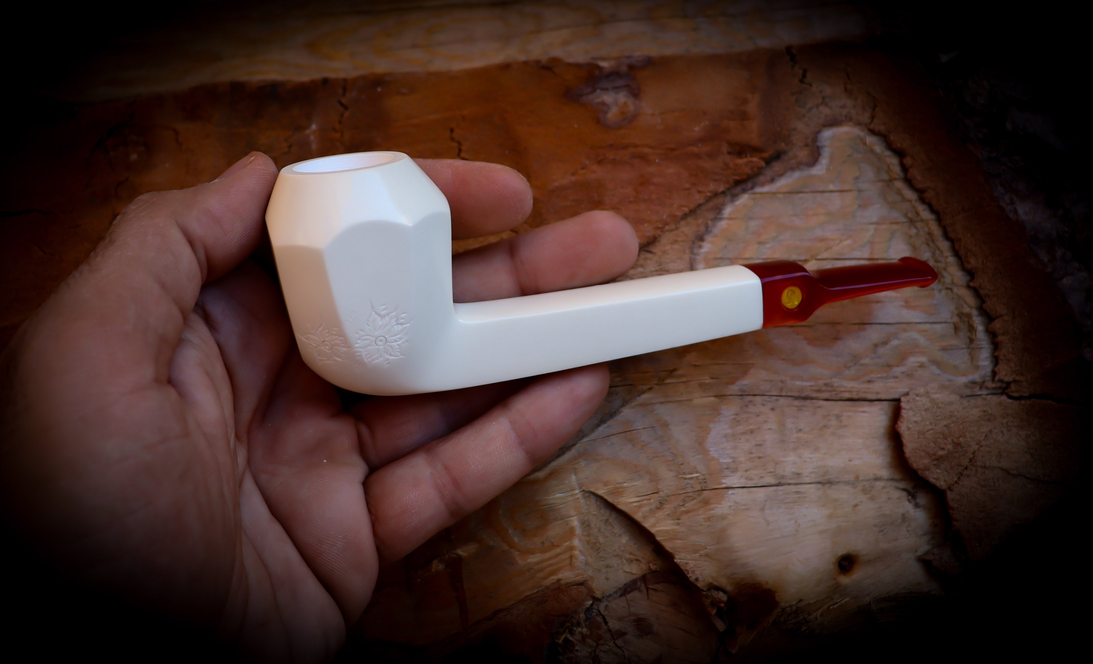 Canadian Panel Handmade Block Meerschaum Pipe With Leather Case