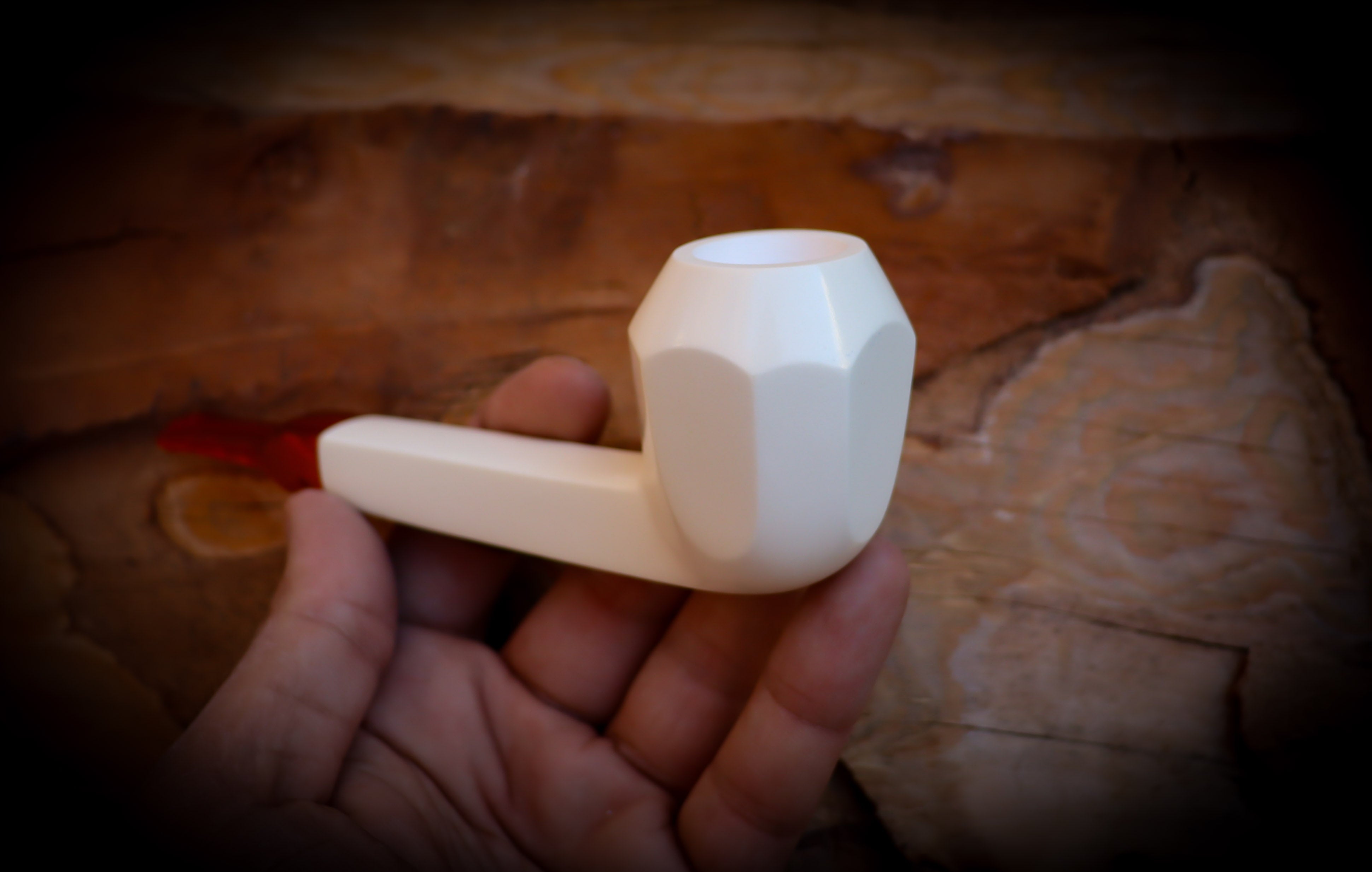 Canadian Panel Handmade Block Meerschaum Pipe With Leather Case