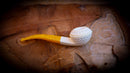 Latticed Handmade Squat Bulldog Block Meerschaum Pipe With Leather Case- Astaş Meerschaum