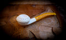 Latticed Handmade Squat Bulldog Block Meerschaum Pipe With Leather Case- Astaş Meerschaum
