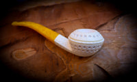 Latticed Handmade Squat Bulldog Block Meerschaum Pipe With Leather Case- Astaş Meerschaum