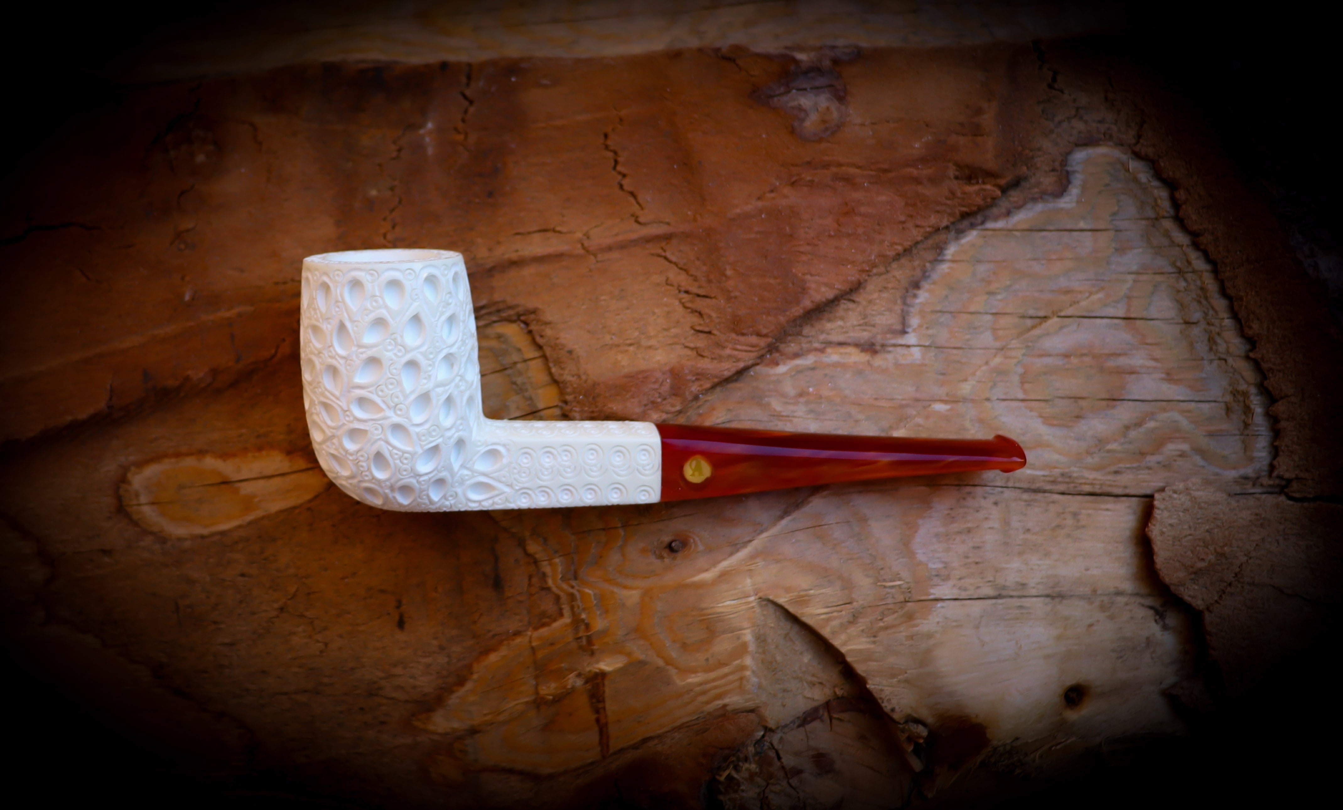 Handmade Billard Block Meerschaum Pipe With Leather Case