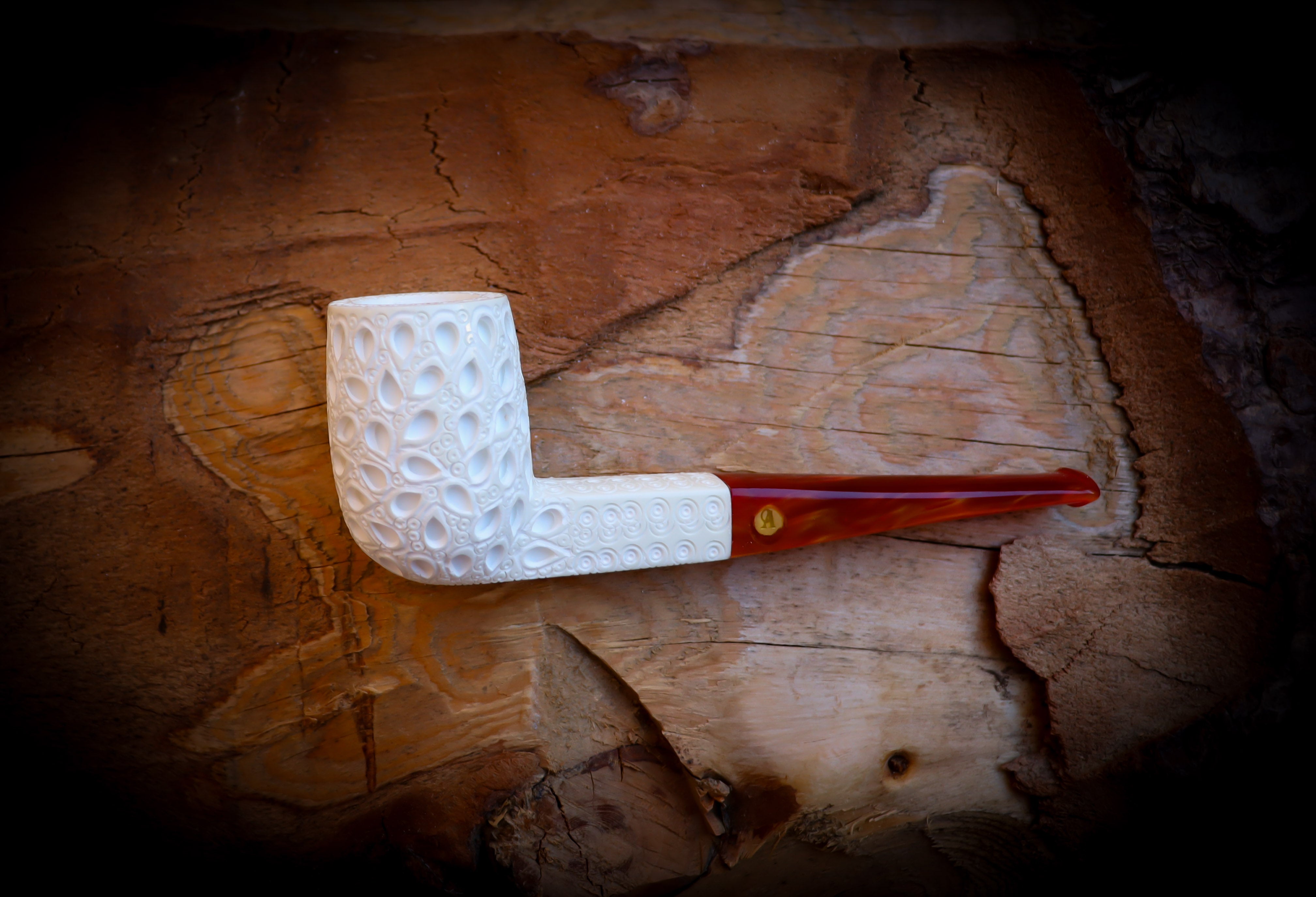 Handmade Billard Block Meerschaum Pipe With Leather Case