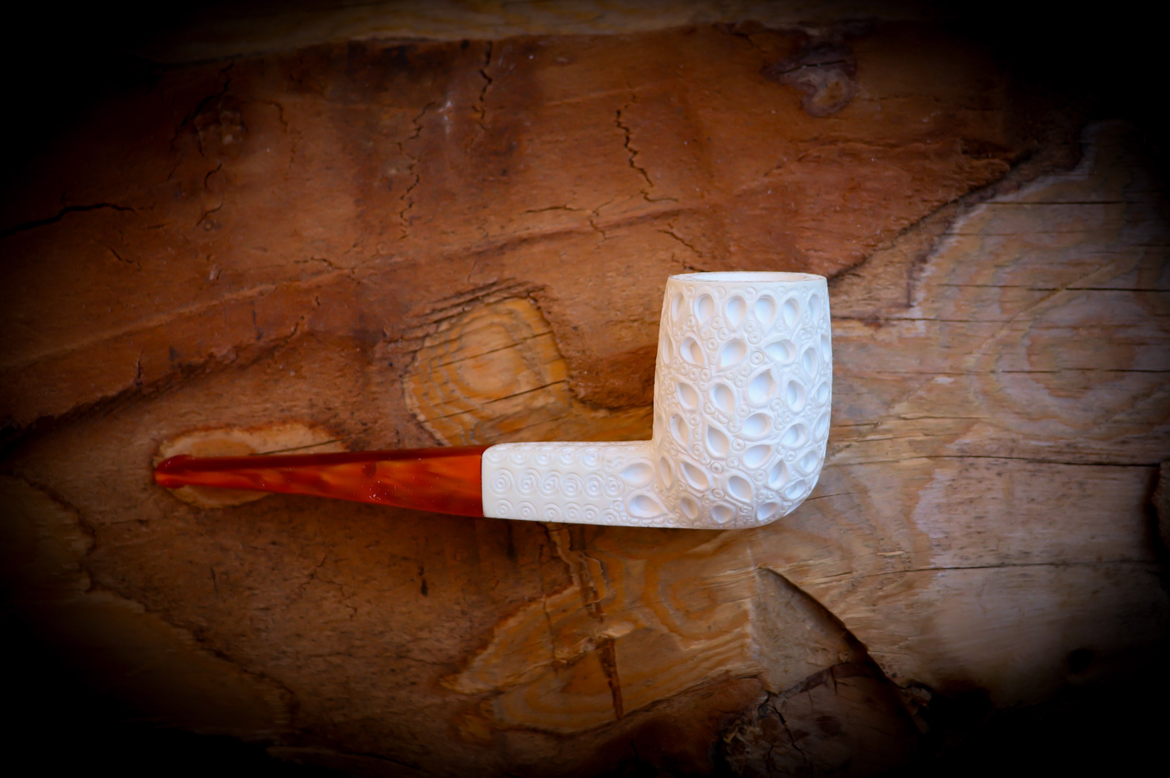 Handmade Billard Block Meerschaum Pipe With Leather Case