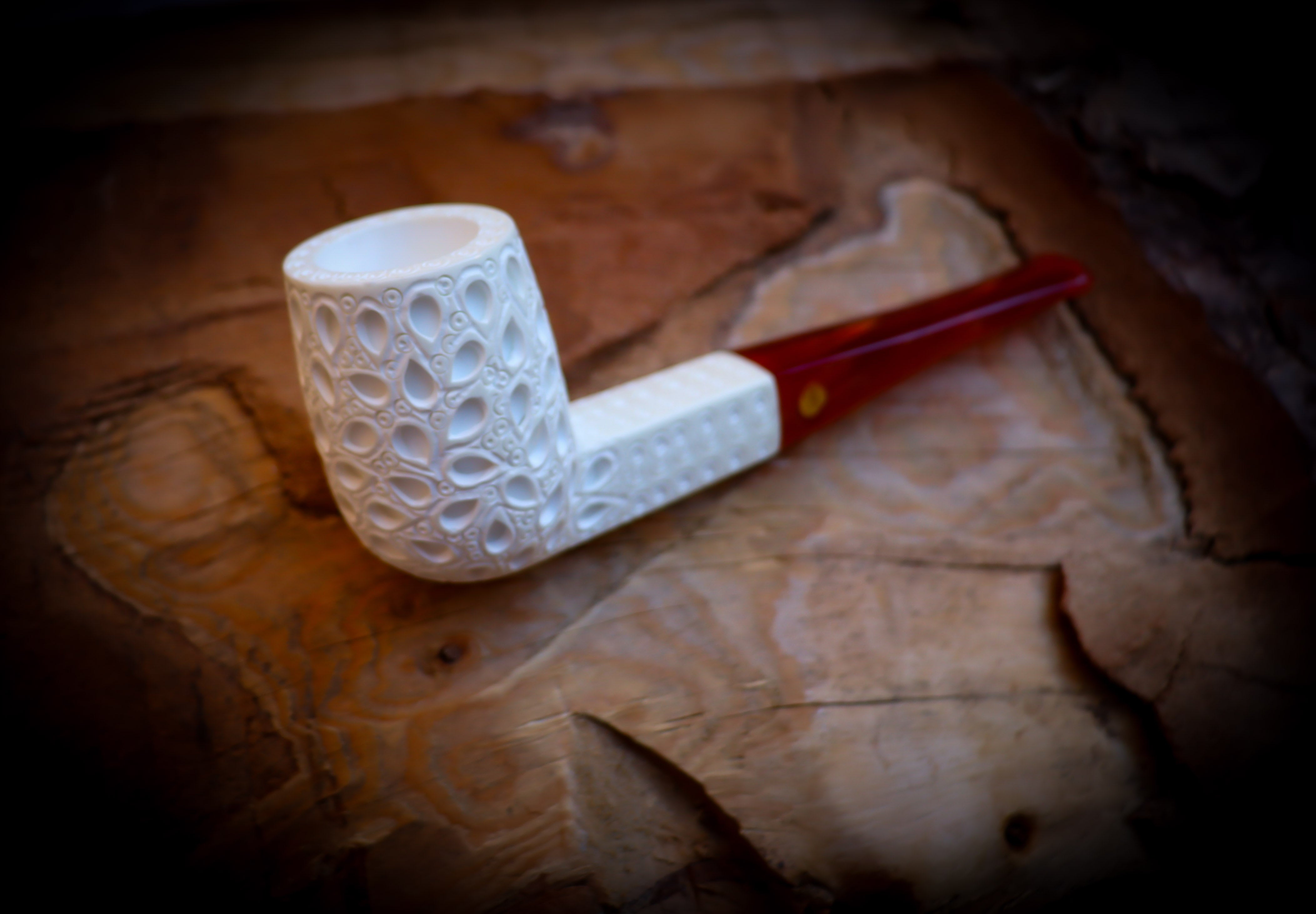 Handmade Billard Block Meerschaum Pipe With Leather Case