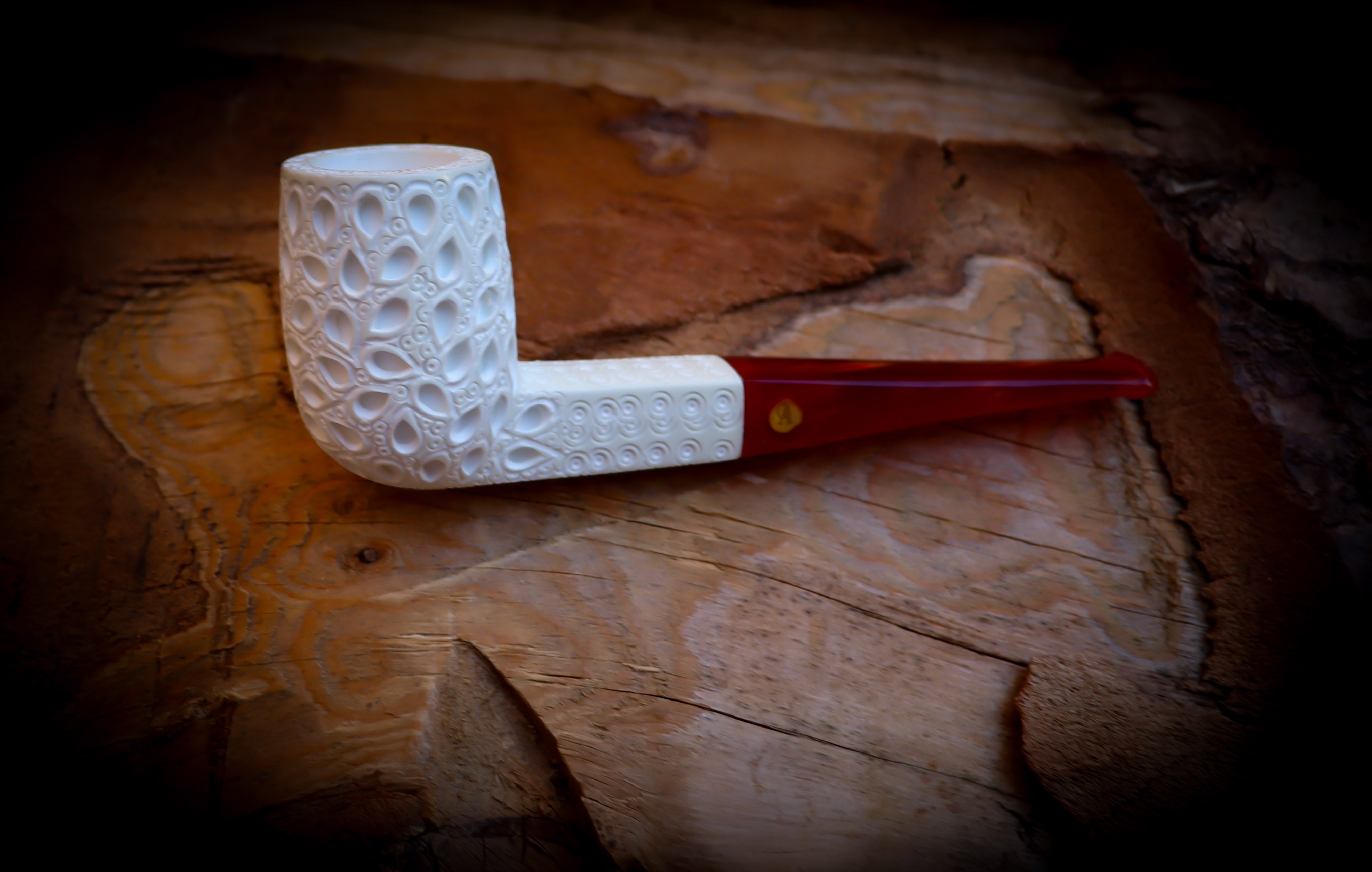 Handmade Billard Block Meerschaum Pipe With Leather Case