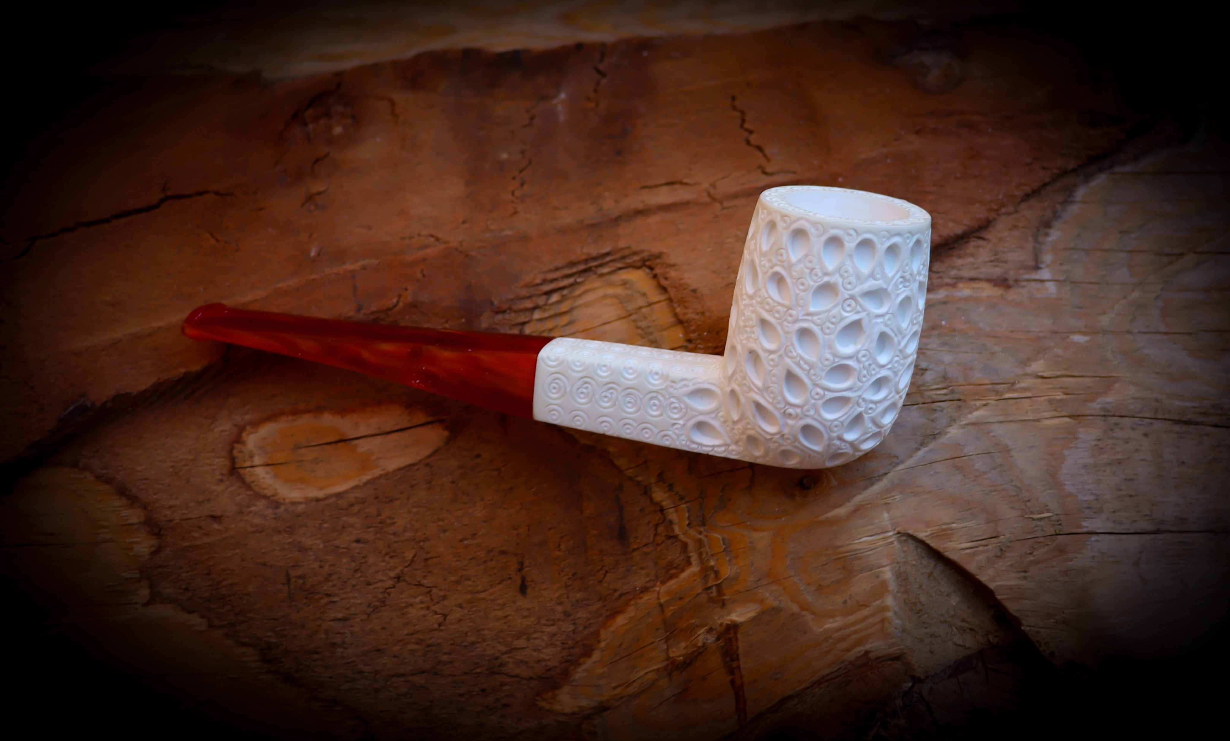Handmade Billard Block Meerschaum Pipe With Leather Case