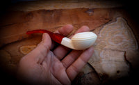 Rhodesian Meerschaum, Smooth Handmade Squat Bulldog Block Meerschaum Pipe With Leather Box- Astaş Meerschaum