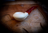 Rhodesian Meerschaum, Smooth Handmade Squat Bulldog Block Meerschaum Pipe With Leather Box- Astaş Meerschaum