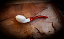Rhodesian Meerschaum, Smooth Handmade Squat Bulldog Block Meerschaum Pipe With Leather Box- Astaş Meerschaum
