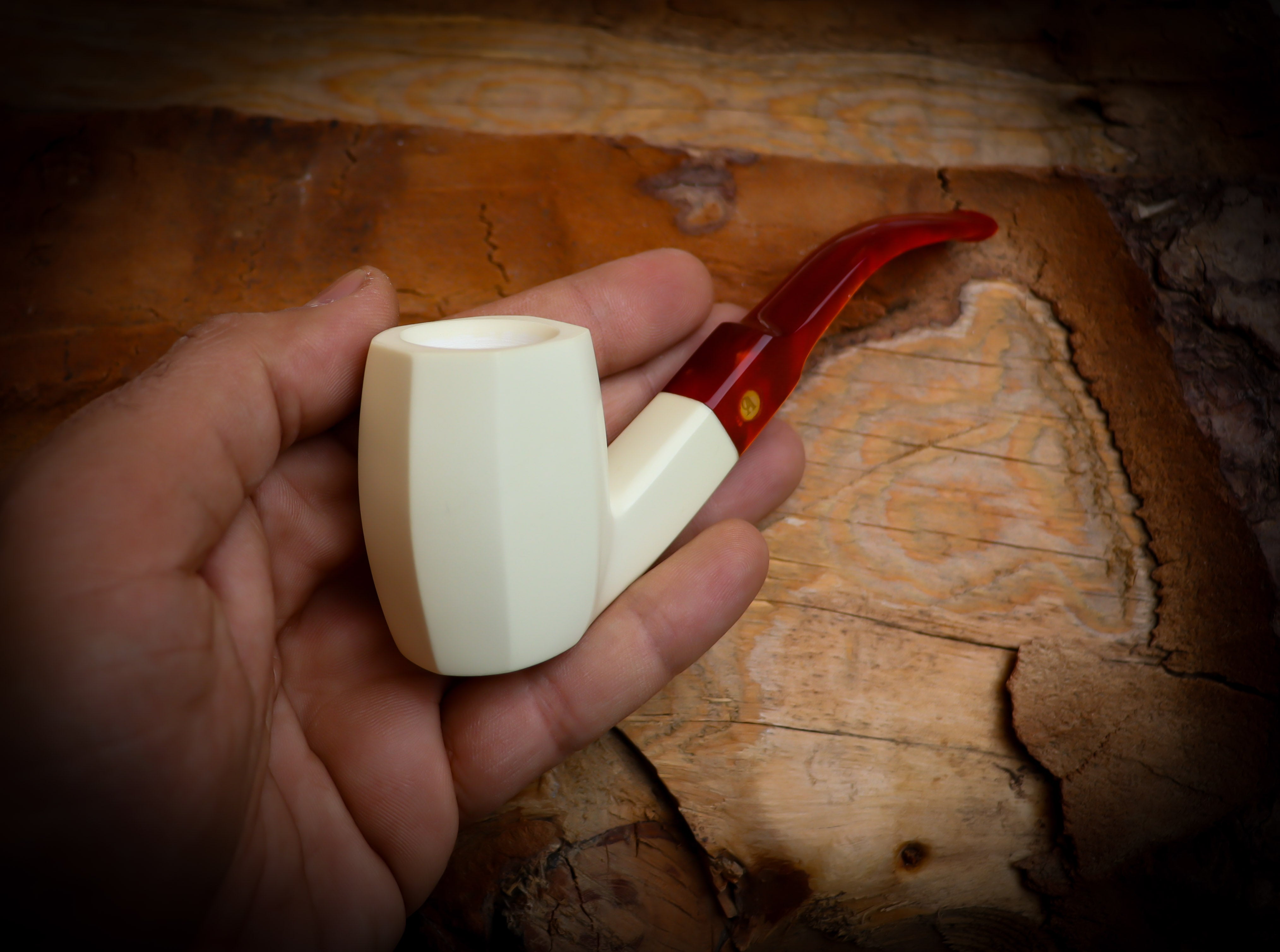 Handmade Panel Block Meerschaum Pipe With Leather Case- Astaş Meerschaum