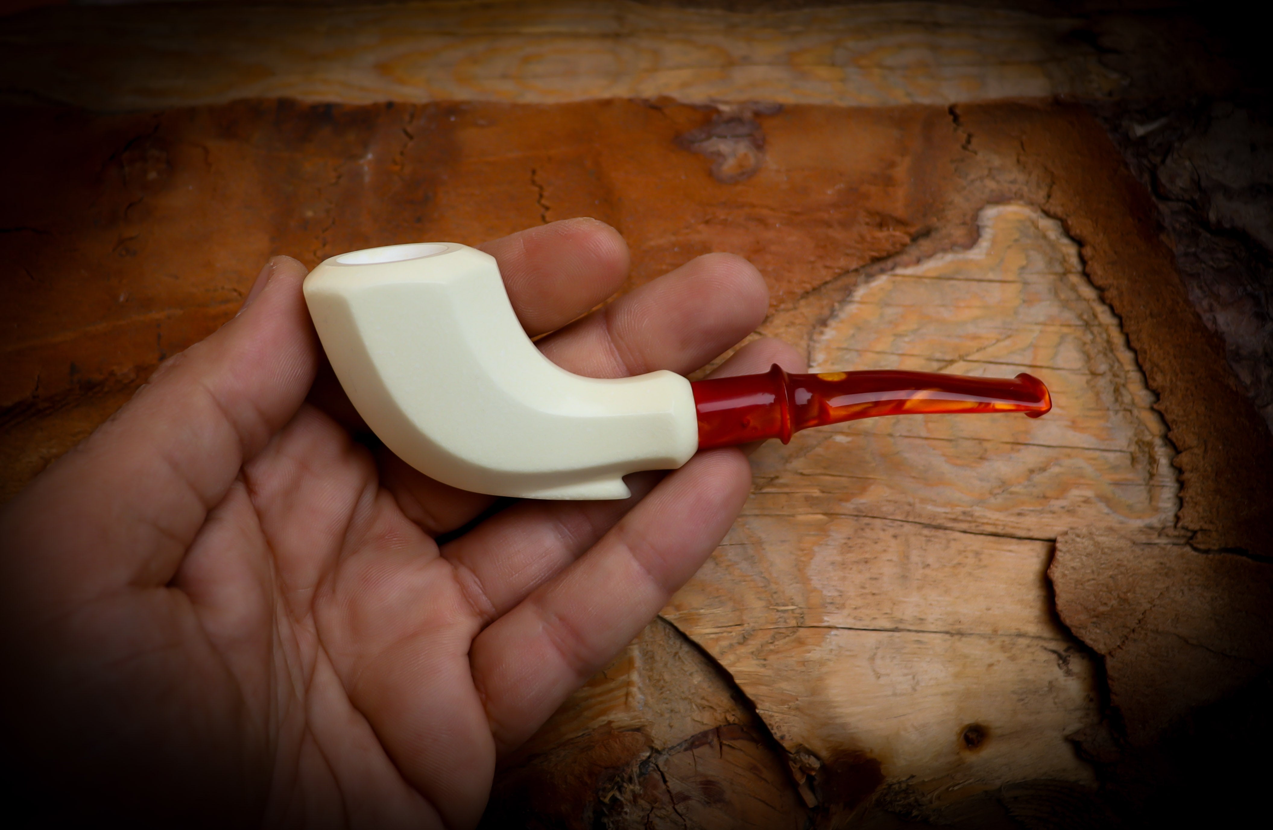 Freehand Handmade Block Meerschaum Pipe With Leather Case- Astaş Meerschaum