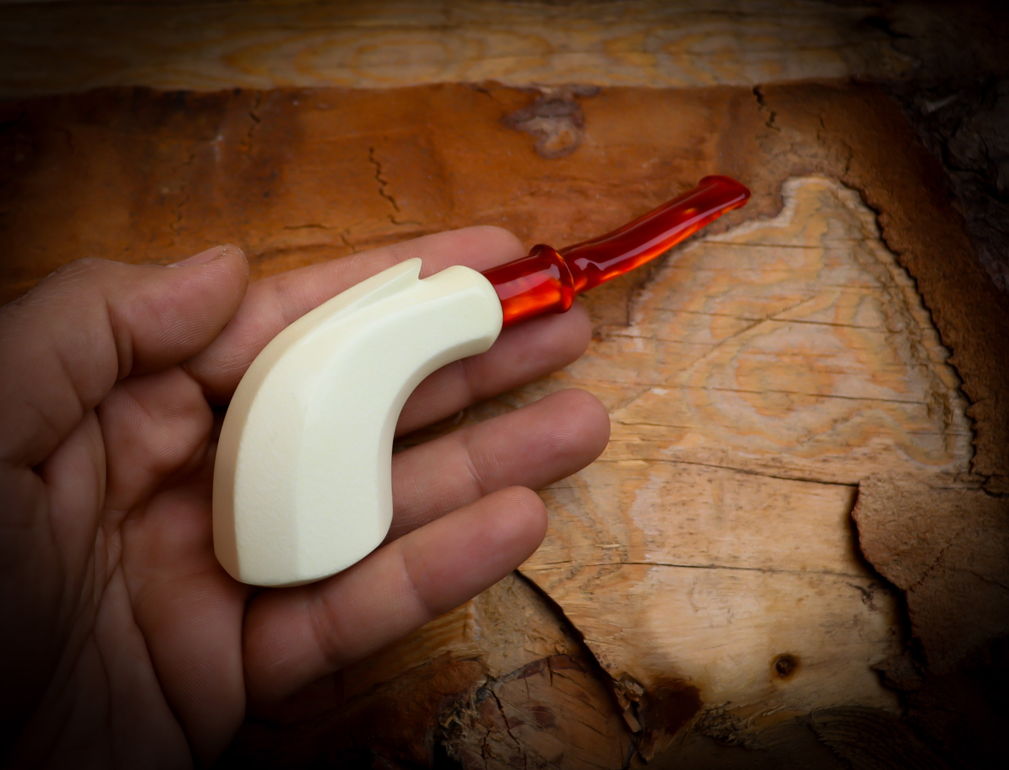 Freehand Handmade Block Meerschaum Pipe With Leather Case- Astaş Meerschaum