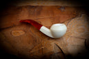 Rhodesian Meerschaum, Handmade Squat Bulldog Block Meerschaum Pipe- Astaş Meerschaum