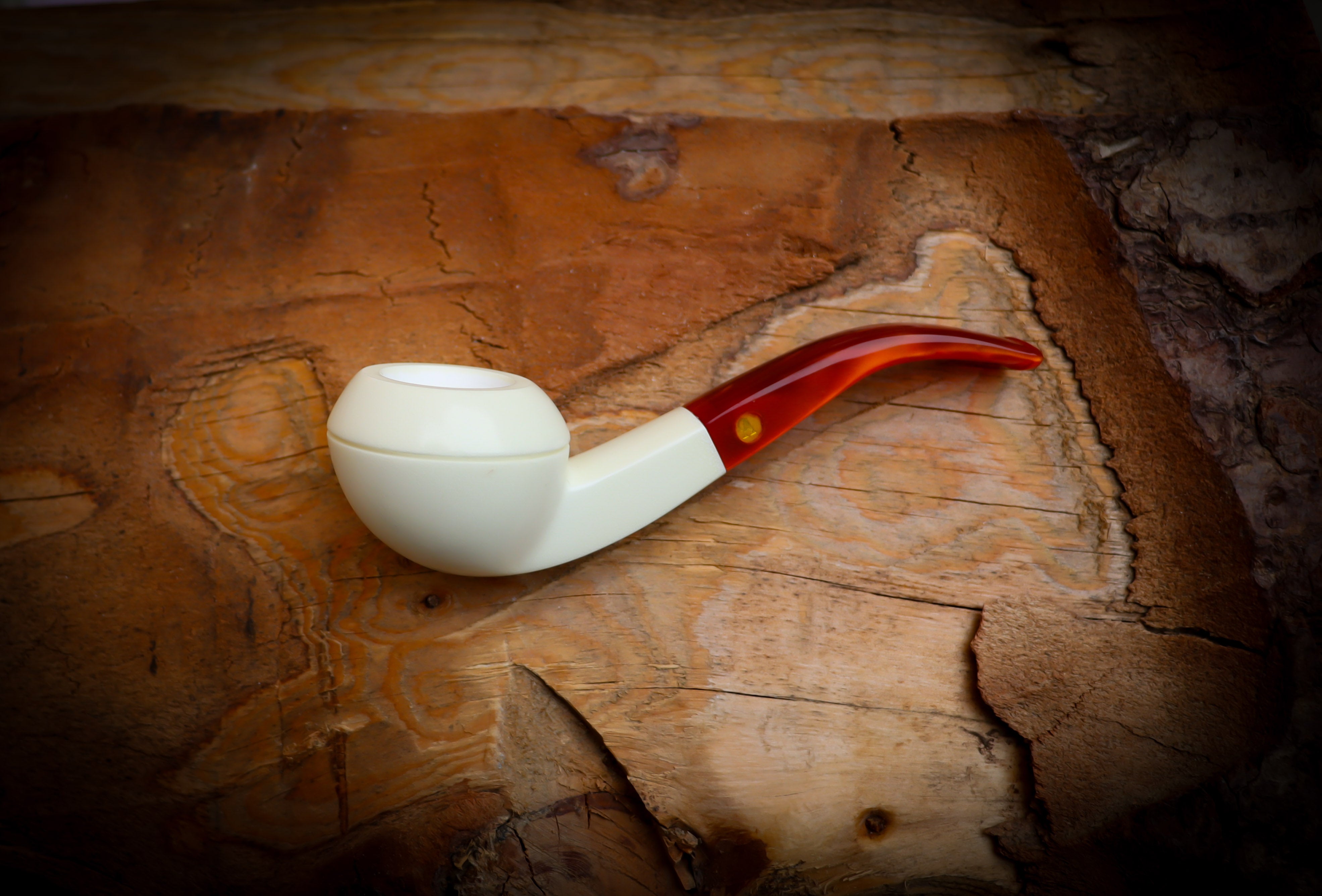 Rhodesian Meerschaum, Handmade Squat Bulldog Block Meerschaum Pipe- Astaş Meerschaum