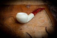 Rhodesian Meerschaum, Handmade Squat Bulldog Block Meerschaum Pipe- Astaş Meerschaum