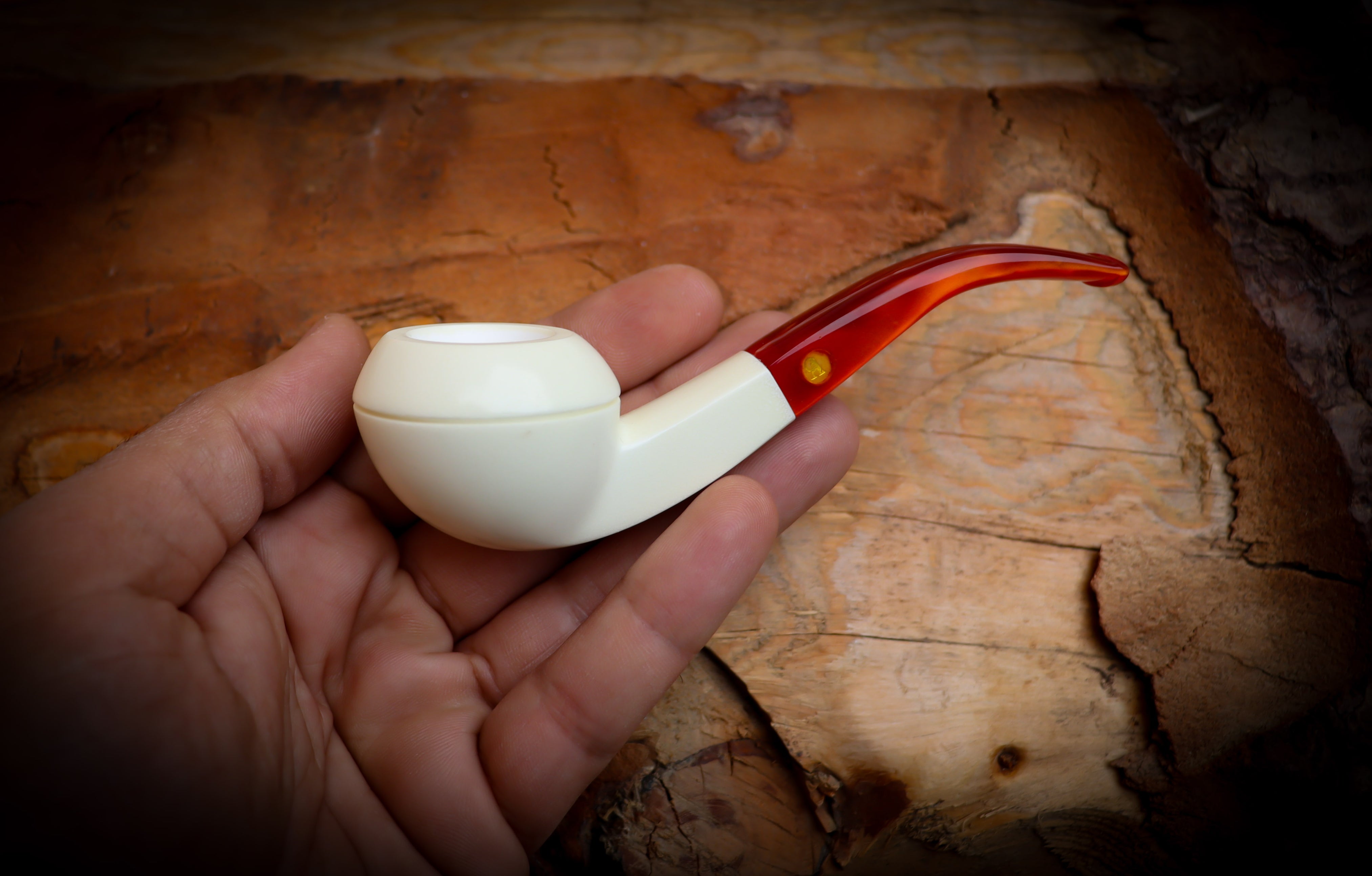 Rhodesian Meerschaum, Handmade Squat Bulldog Block Meerschaum Pipe- Astaş Meerschaum