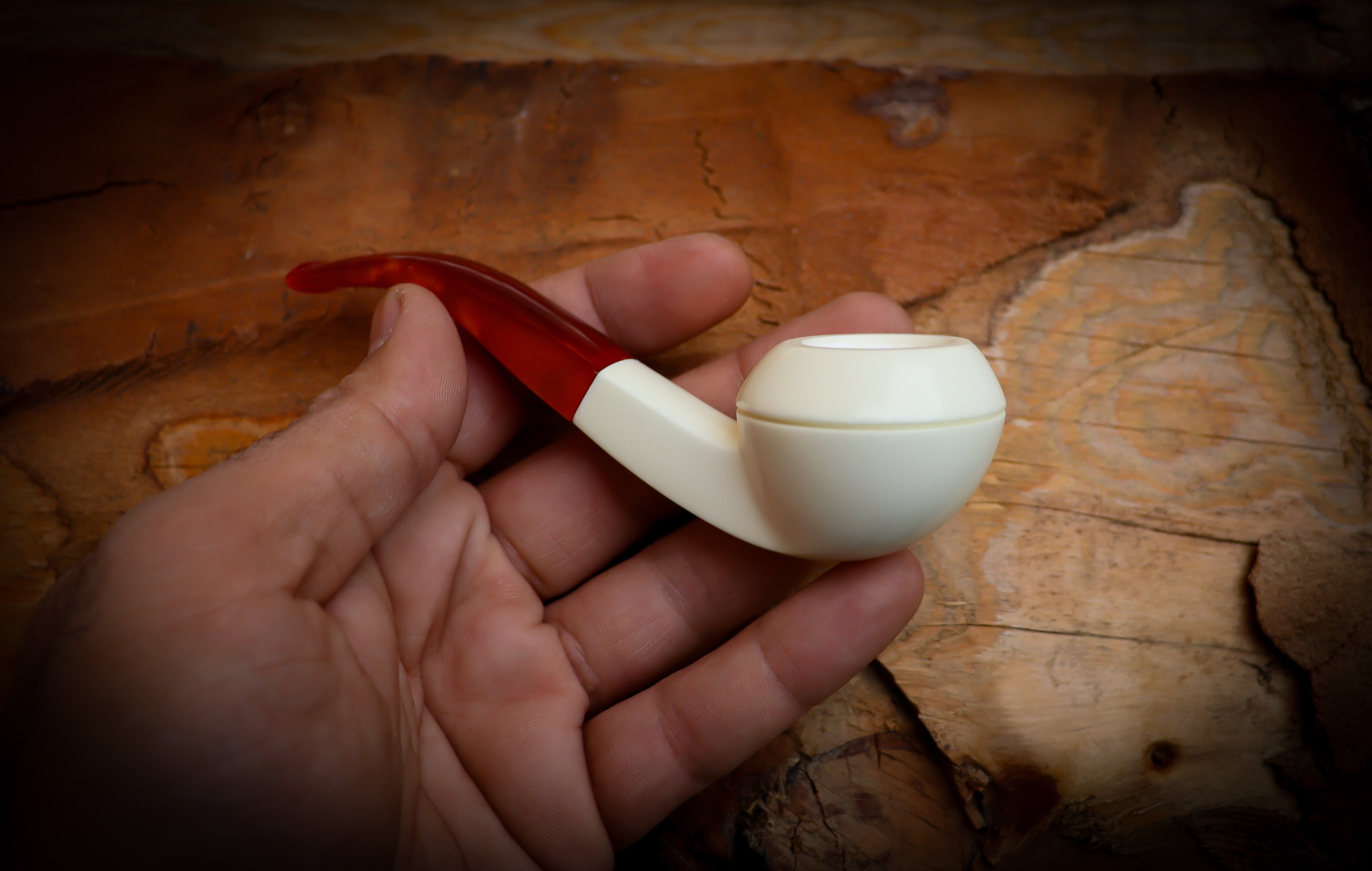 Rhodesian Meerschaum, Handmade Squat Bulldog Block Meerschaum Pipe- Astaş Meerschaum