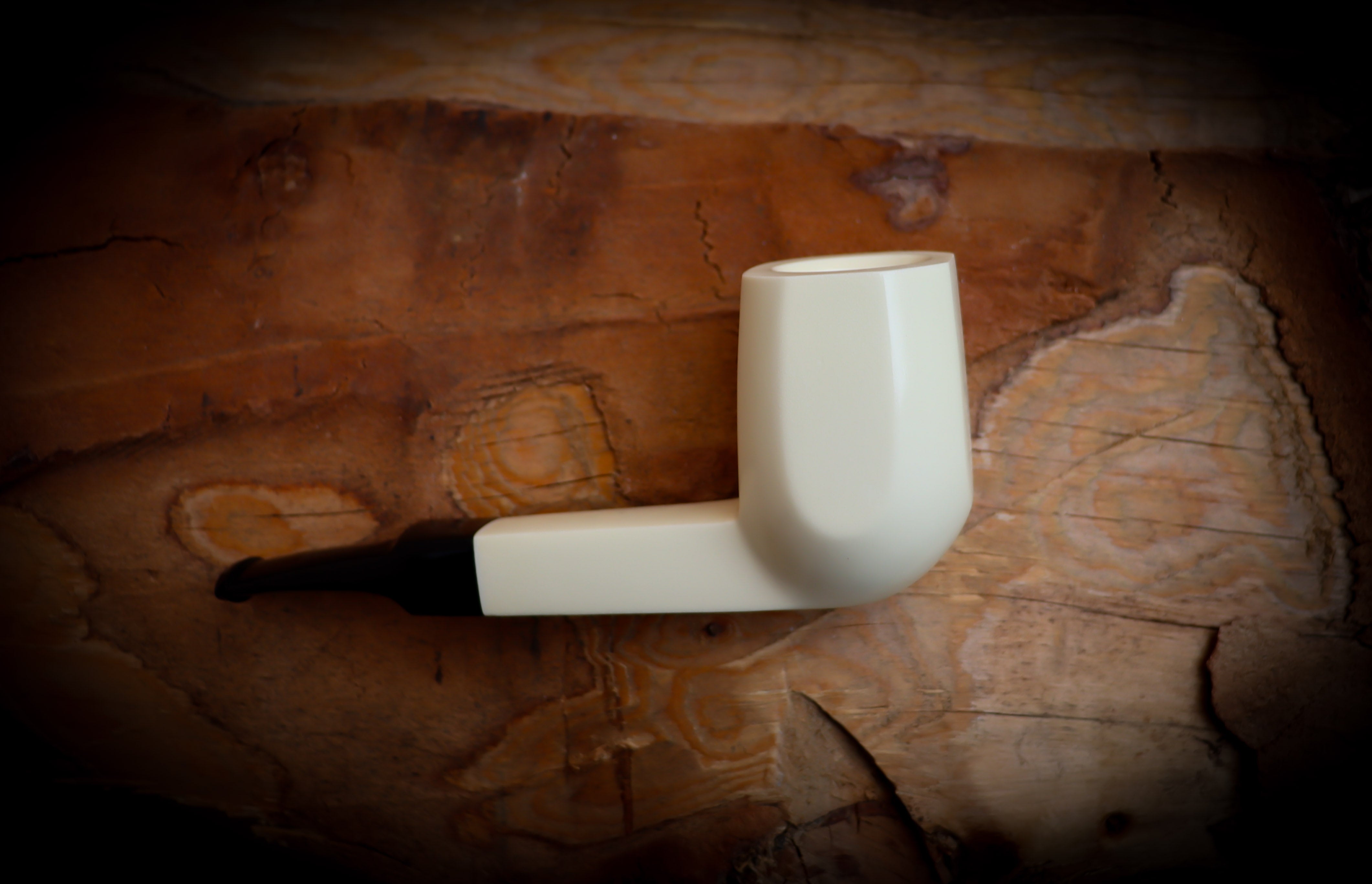 Smooth Handmade Large Size Panel Block Meerschaum Pipe With Leather Case- Astaş Meerschaum(P-Lip Stem)