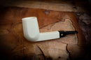 Smooth Handmade Large Size Panel Block Meerschaum Pipe With Leather Case- Astaş Meerschaum(P-Lip Stem)