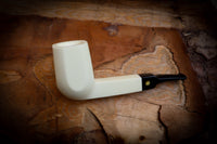 Smooth Handmade Large Size Panel Block Meerschaum Pipe With Leather Case- Astaş Meerschaum(P-Lip Stem)