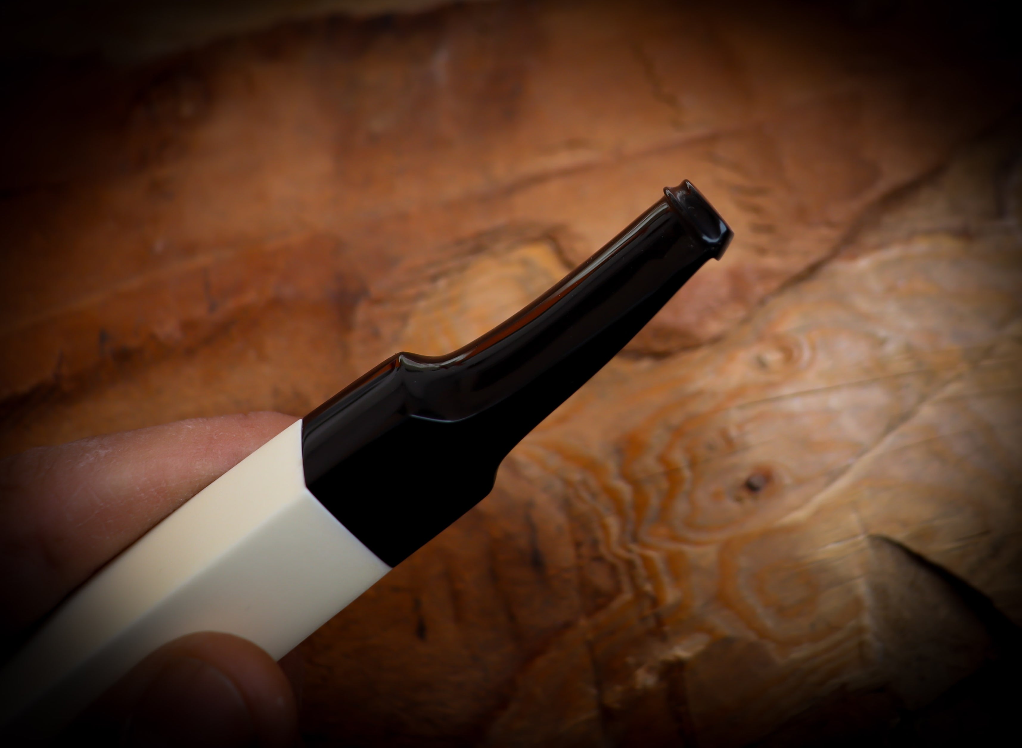 Smooth Handmade Large Size Panel Block Meerschaum Pipe With Leather Case- Astaş Meerschaum(P-Lip Stem)