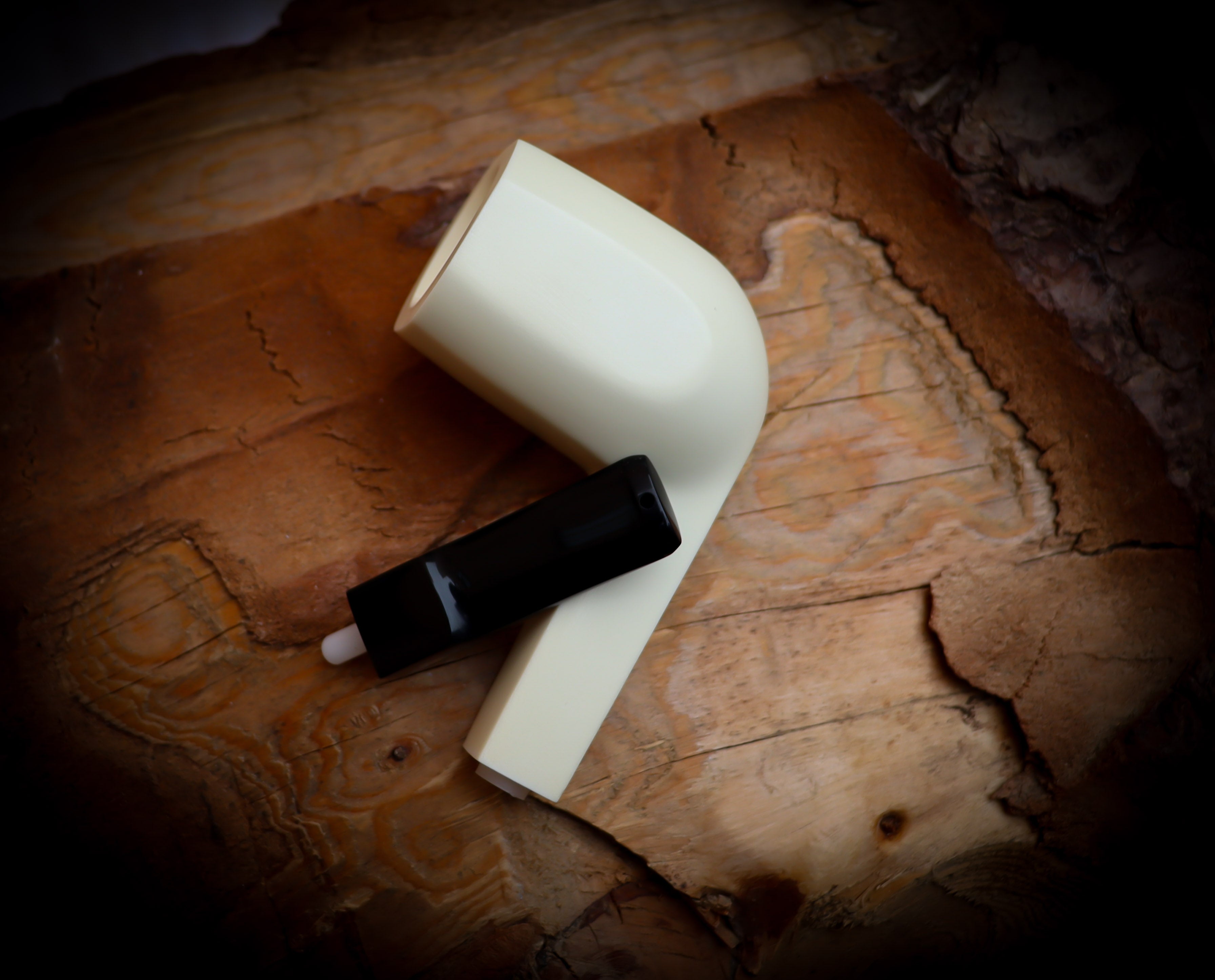 Smooth Handmade Large Size Panel Block Meerschaum Pipe With Leather Case- Astaş Meerschaum(P-Lip Stem)