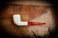 Smooth Handmade  Panel Block Meerschaum Pipe With Leather Case- Astaş Meerschaum(P-Lip Stem)