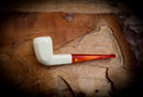 Smooth Handmade  Panel Block Meerschaum Pipe With Leather Case- Astaş Meerschaum(P-Lip Stem)
