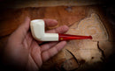 Smooth Handmade  Panel Block Meerschaum Pipe With Leather Case- Astaş Meerschaum(P-Lip Stem)