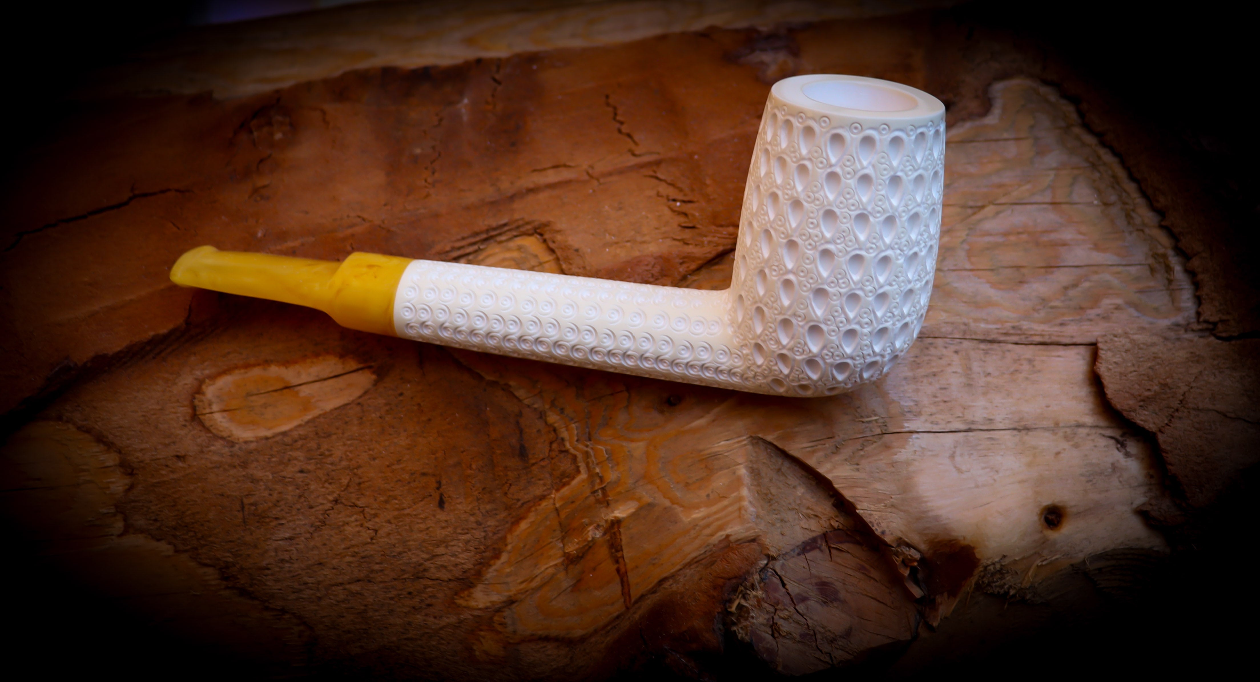 Canadian Meerschaum, Large Size Canadian Block Meerschaum Pipe With Leather Case- Astaş Meerschaum