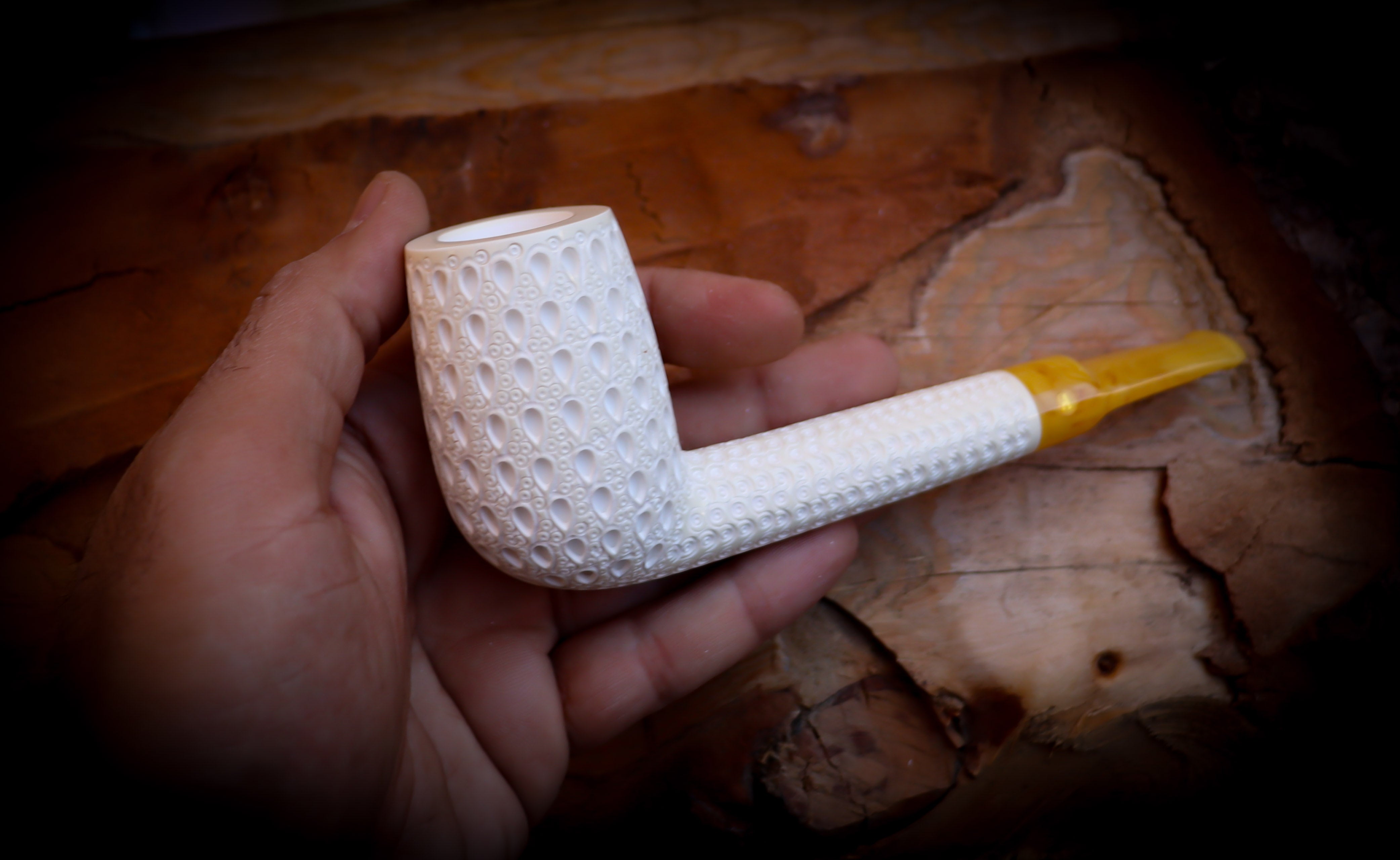 Canadian Meerschaum, Large Size Canadian Block Meerschaum Pipe With Leather Case- Astaş Meerschaum