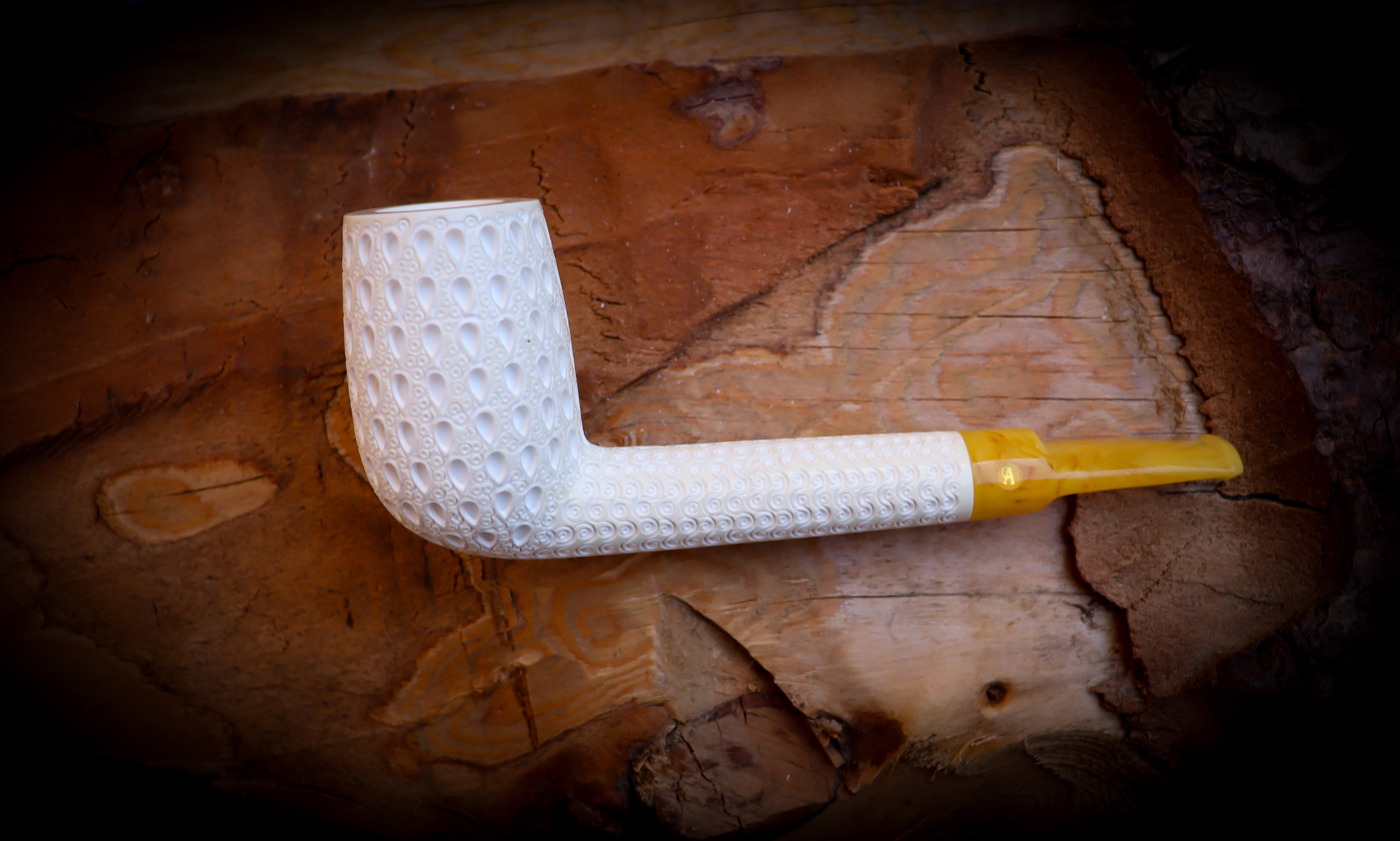 Canadian Meerschaum, Large Size Canadian Block Meerschaum Pipe With Leather Case- Astaş Meerschaum