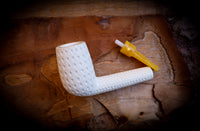 Canadian Meerschaum, Large Size Canadian Block Meerschaum Pipe With Leather Case- Astaş Meerschaum