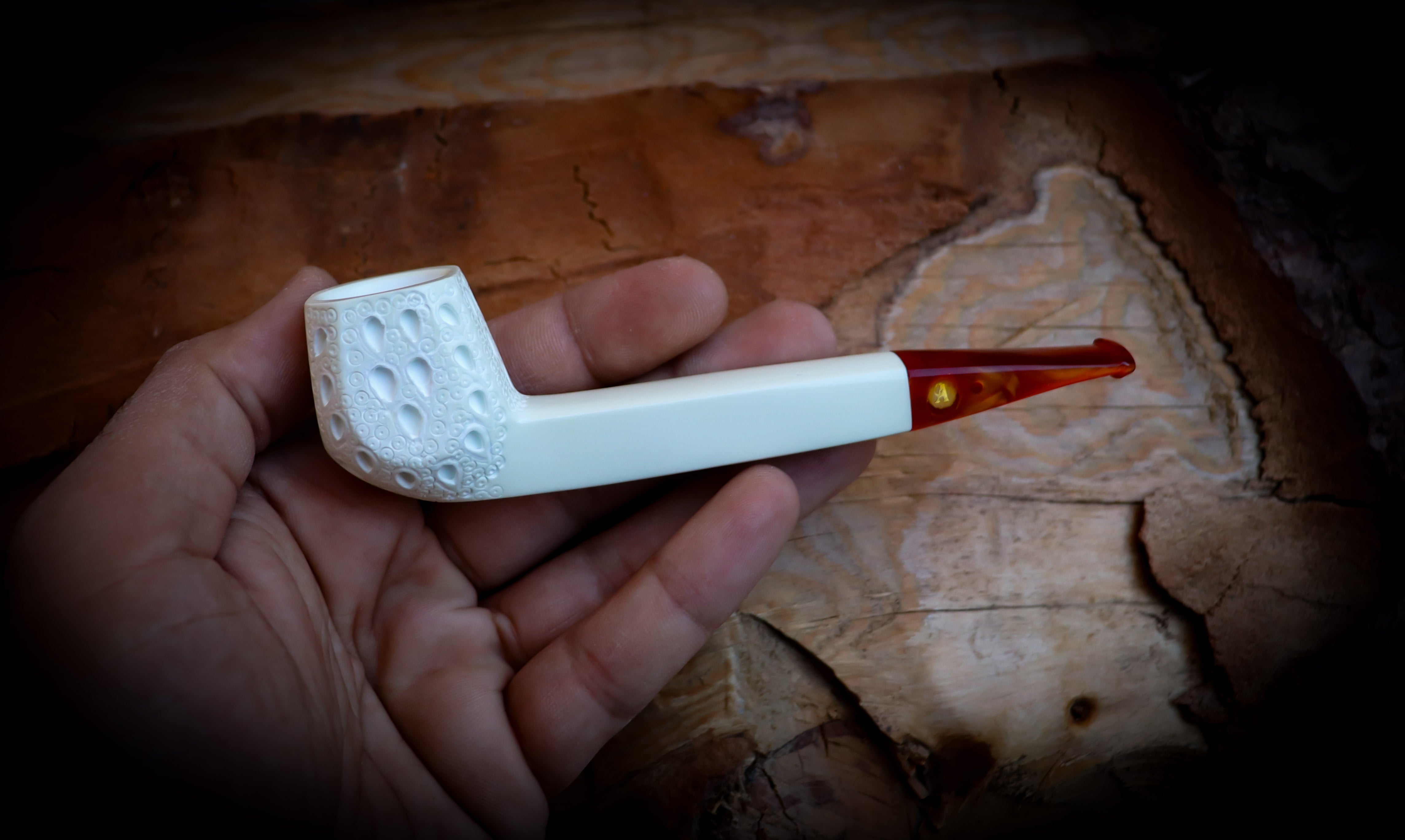 Canadian Panel Handmade Block Meerschaum Pipe With Leather Box- Astaş Meerschaum