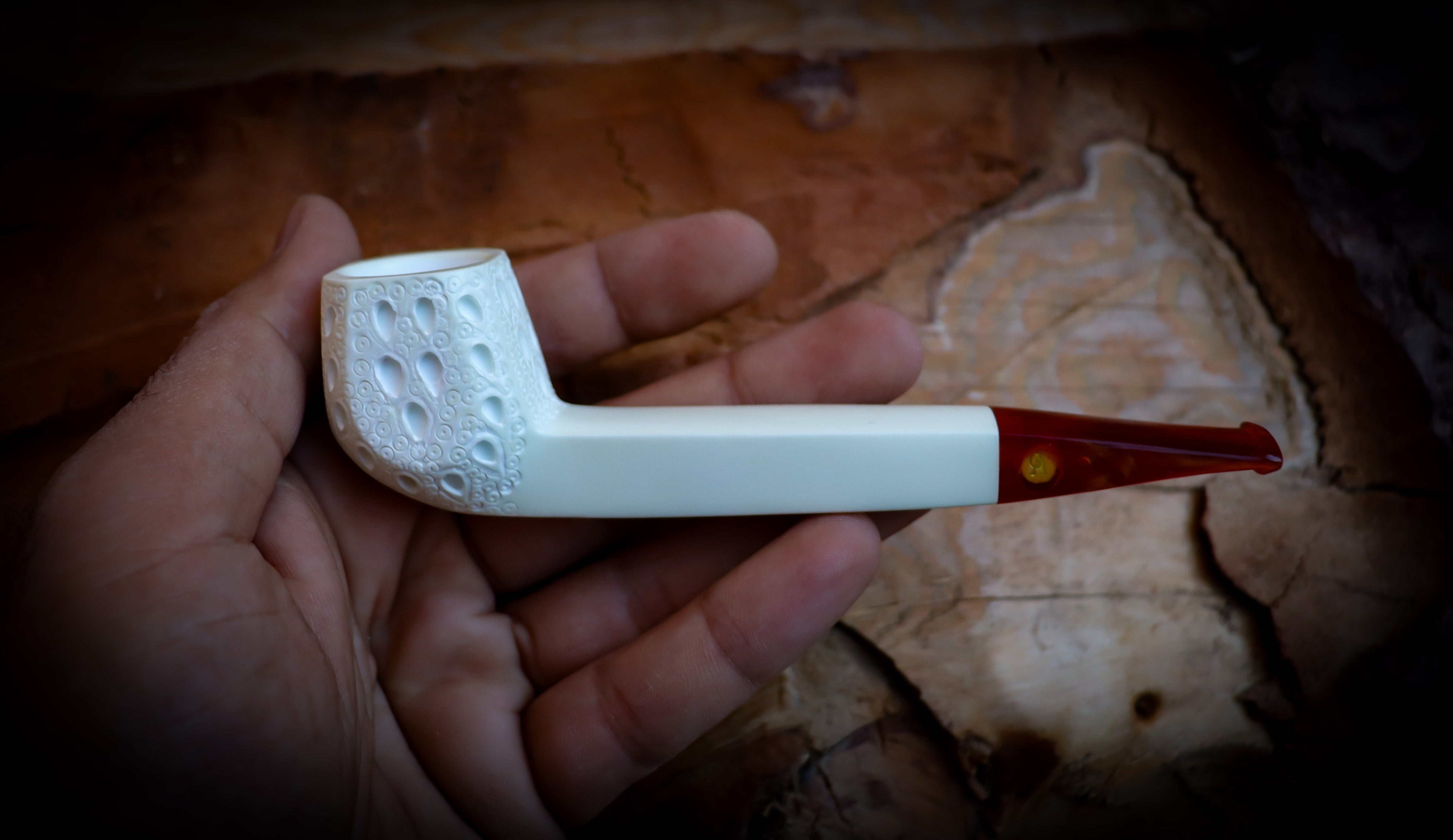 Canadian Panel Handmade Block Meerschaum Pipe With Leather Box- Astaş Meerschaum
