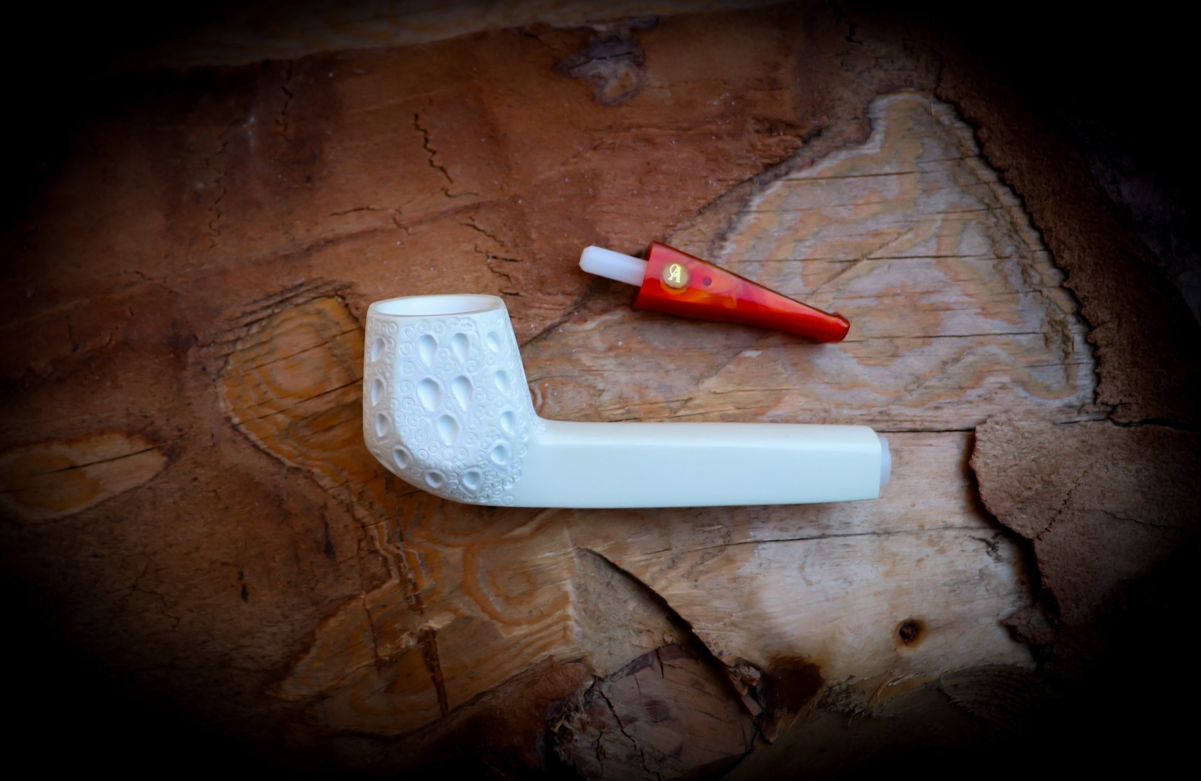 Canadian Panel Handmade Block Meerschaum Pipe With Leather Box- Astaş Meerschaum