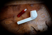 Canadian Panel Handmade Block Meerschaum Pipe With Leather Box- Astaş Meerschaum