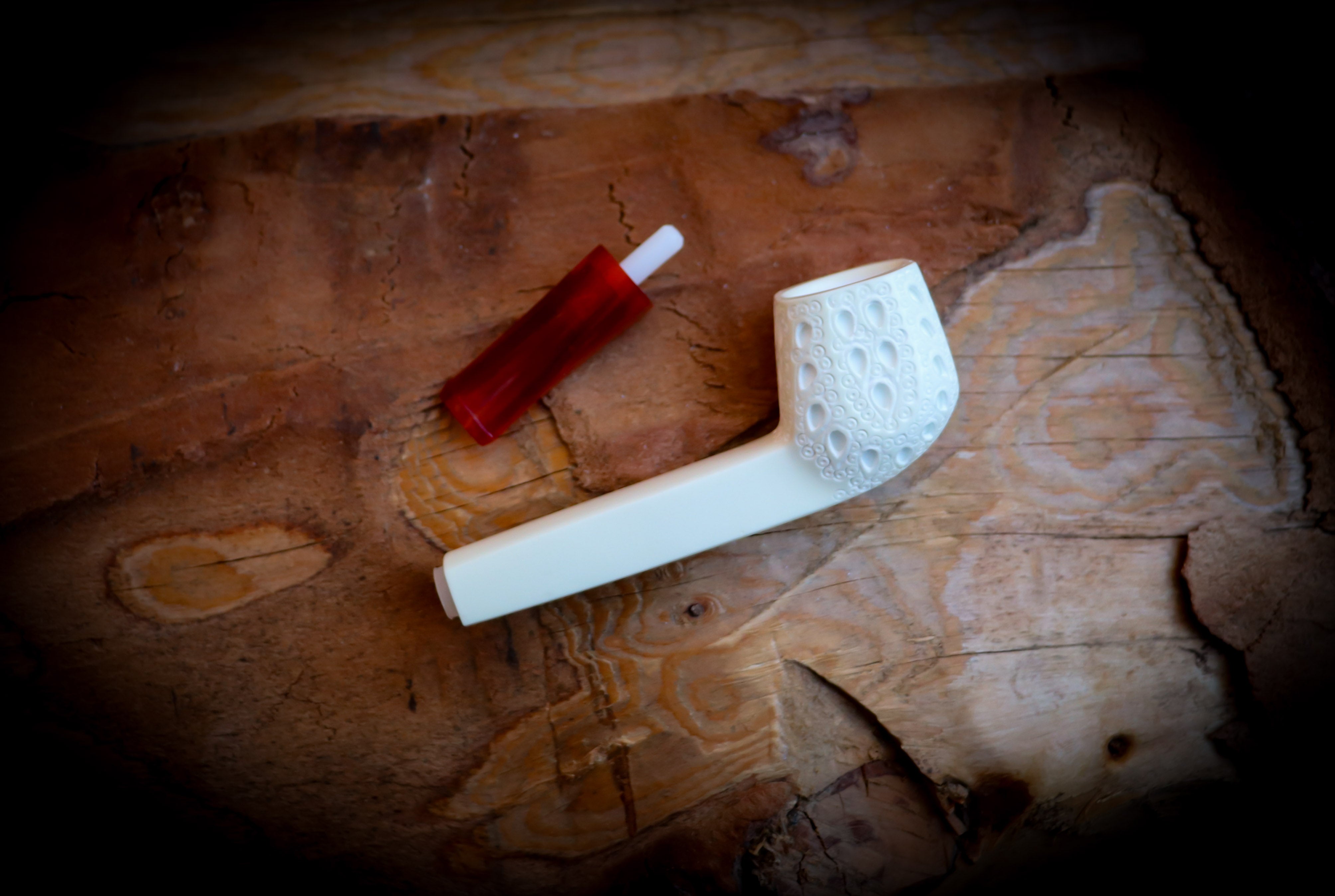 Canadian Panel Handmade Block Meerschaum Pipe With Leather Box- Astaş Meerschaum