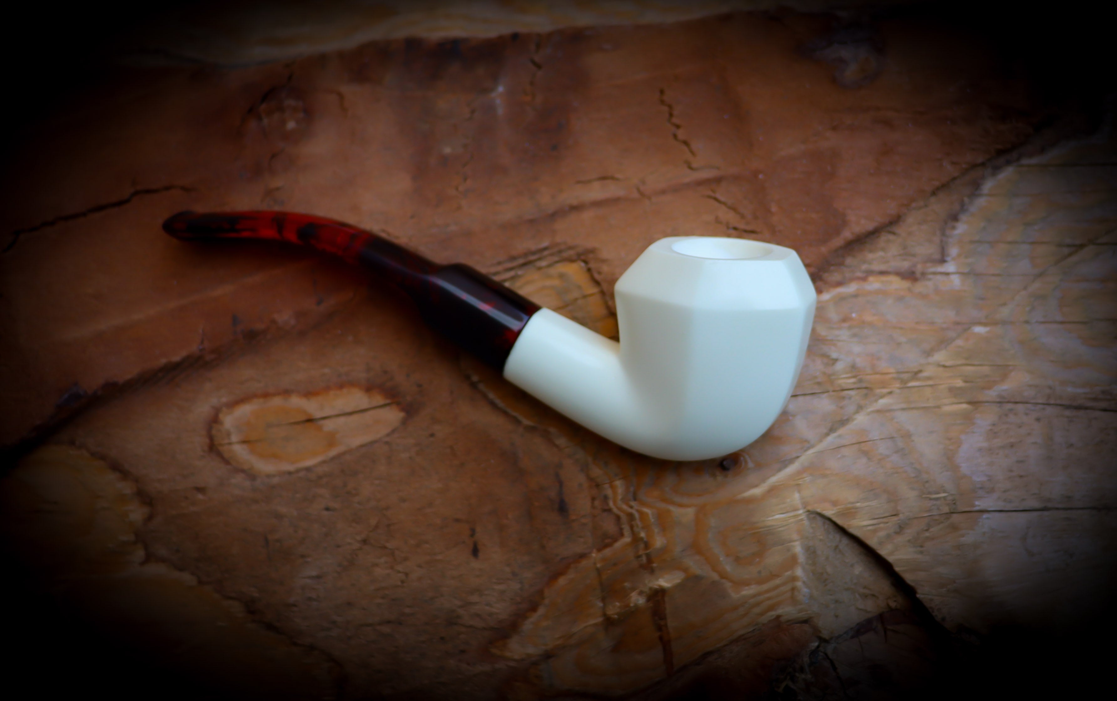 Smooth Special Handmade Panel Block Meerschaum Pipe With Leather Case- Astaş Meerschaum