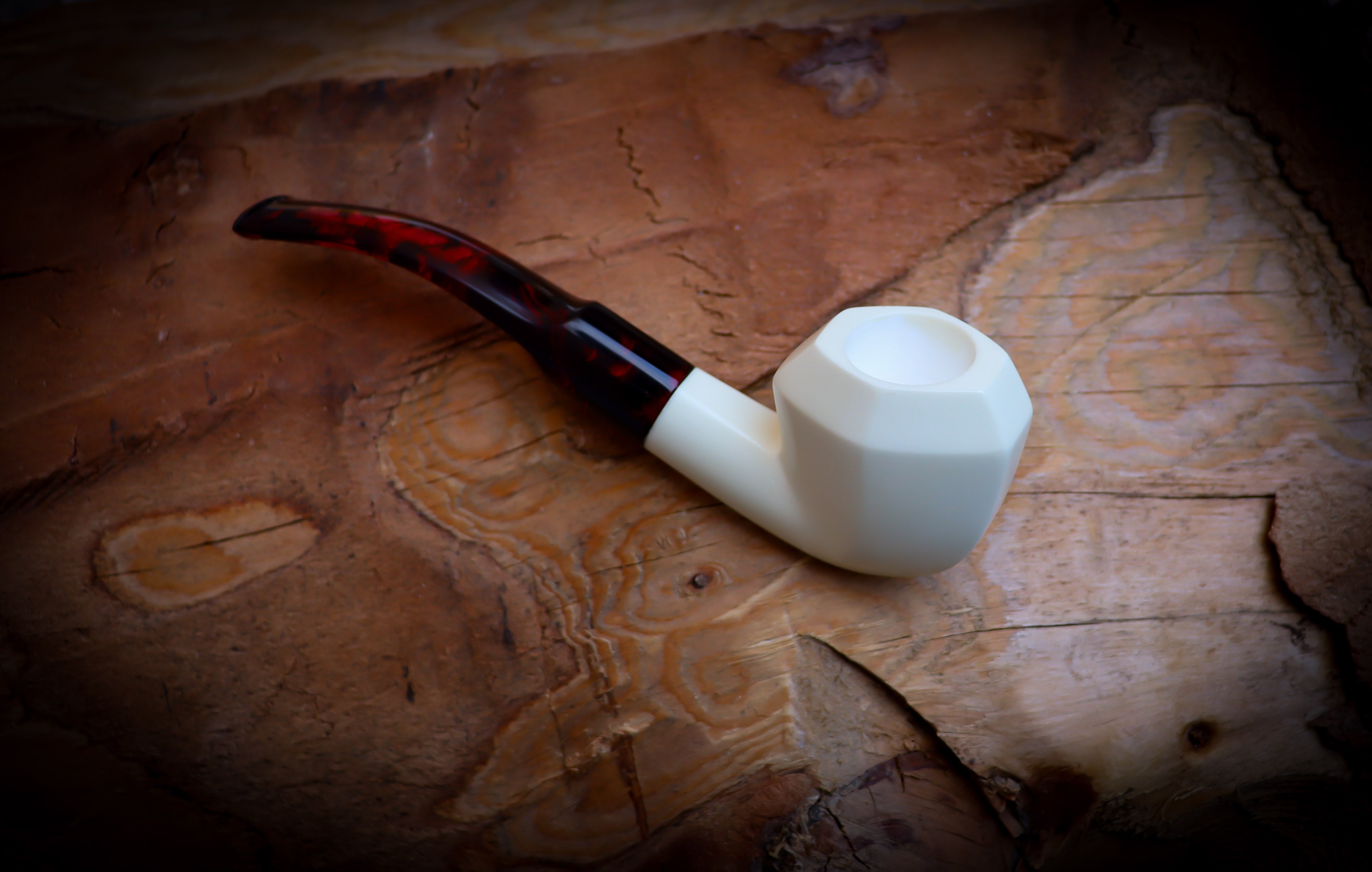 Smooth Special Handmade Panel Block Meerschaum Pipe With Leather Case- Astaş Meerschaum