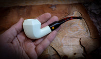 Smooth Special Handmade Panel Block Meerschaum Pipe With Leather Case- Astaş Meerschaum
