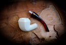 Smooth Special Handmade Panel Block Meerschaum Pipe With Leather Case- Astaş Meerschaum