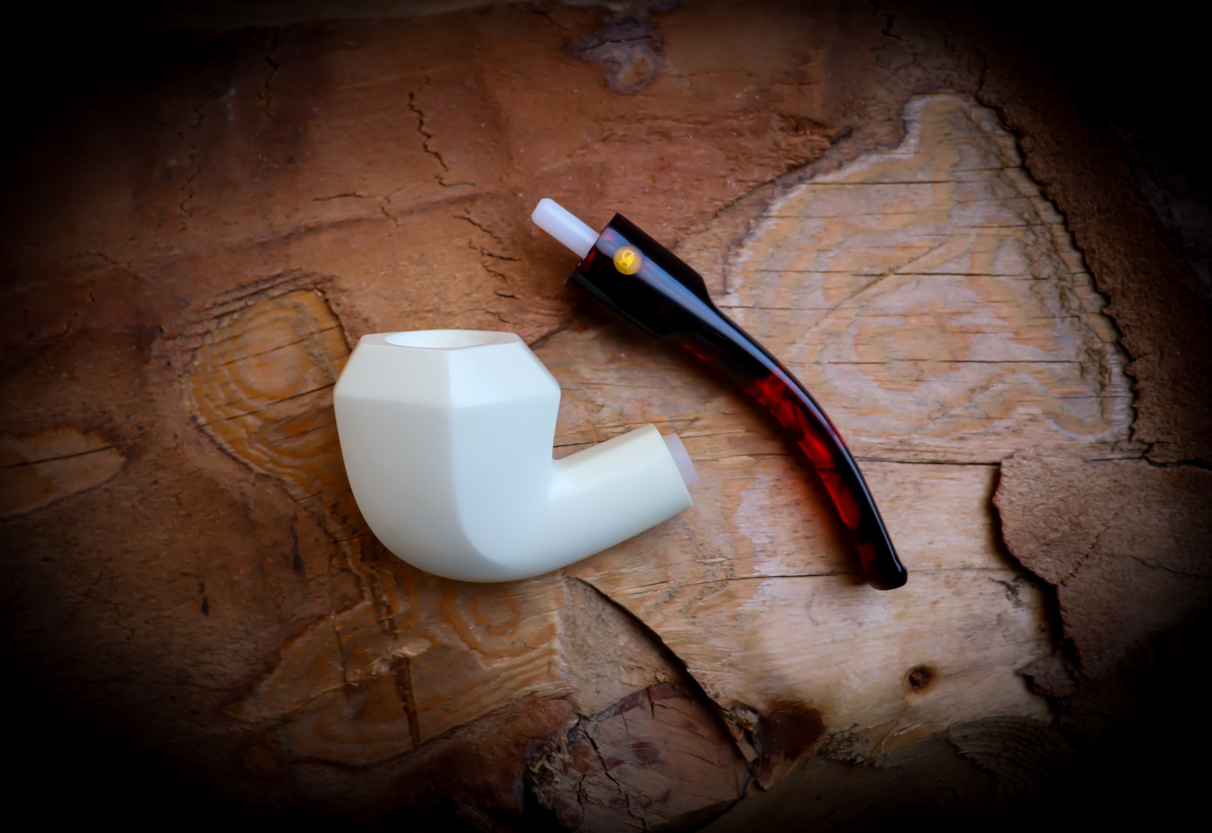 Smooth Special Handmade Panel Block Meerschaum Pipe With Leather Case- Astaş Meerschaum